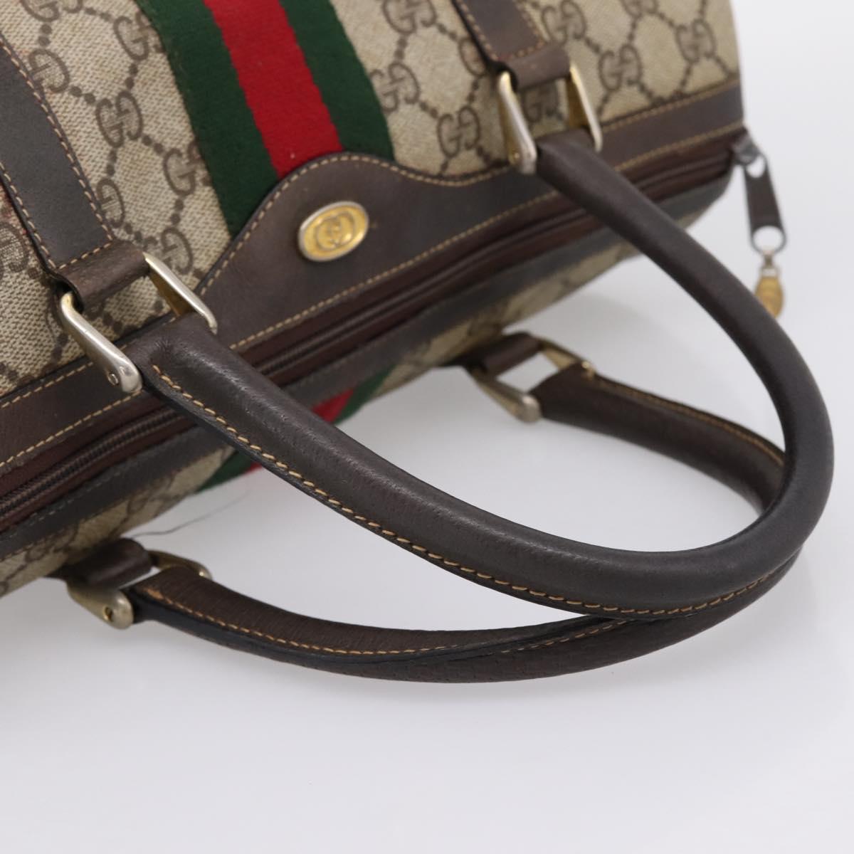 GUCCI GG Supreme Web Sherry Line Boston Bag PVC Beige 10 012 3842 Auth 199377