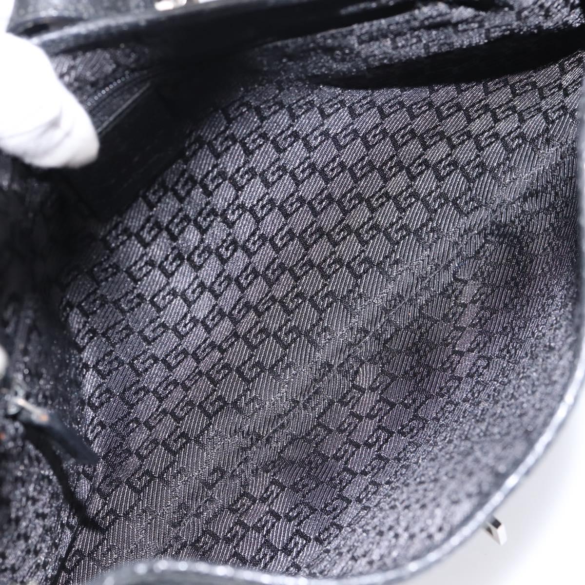 GUCCI Bamboo Jackie Shoulder Bag Canvas Black Silver 001 4060 Auth 199378A