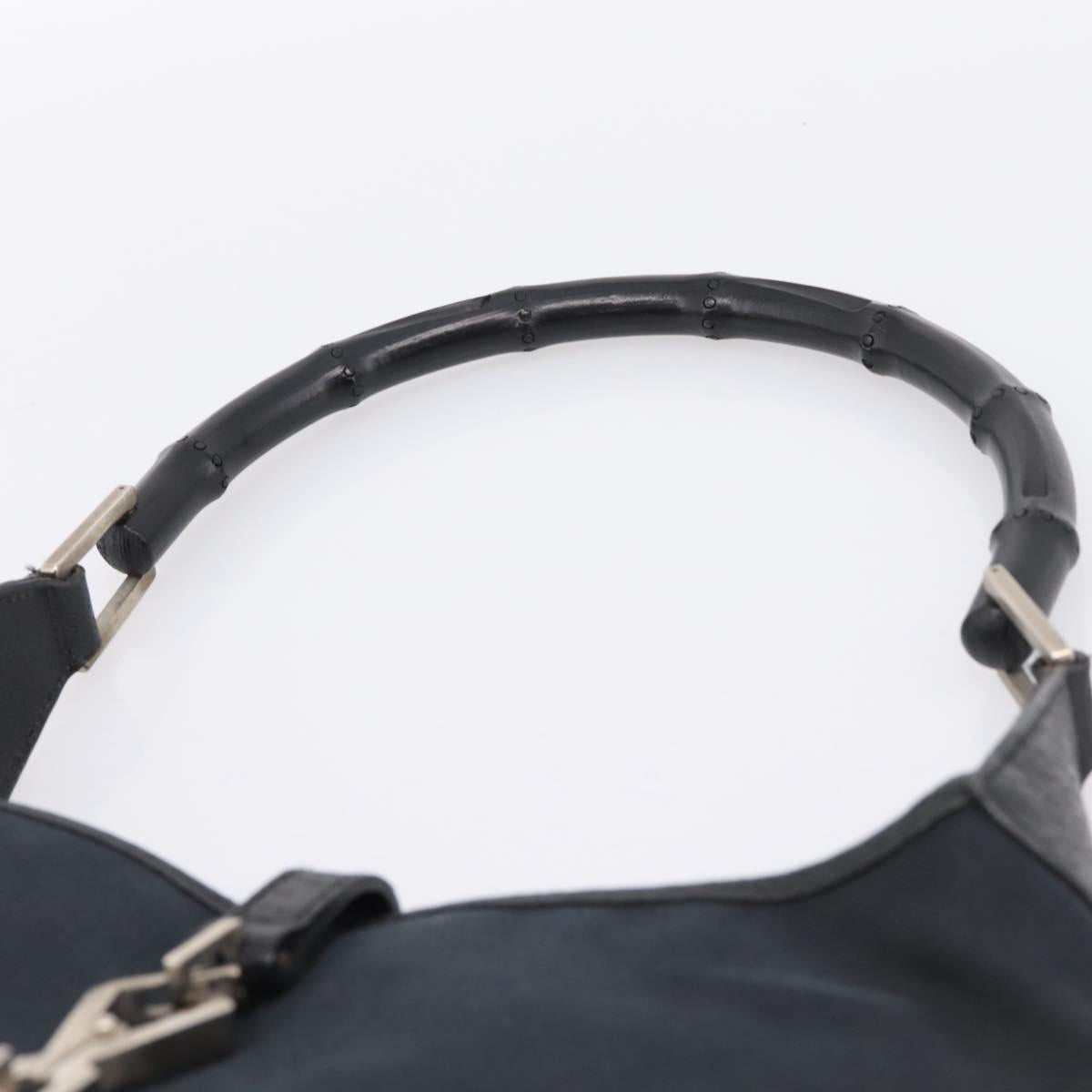 GUCCI Bamboo Jackie Shoulder Bag Canvas Black Silver 001 4060 Auth 199378A