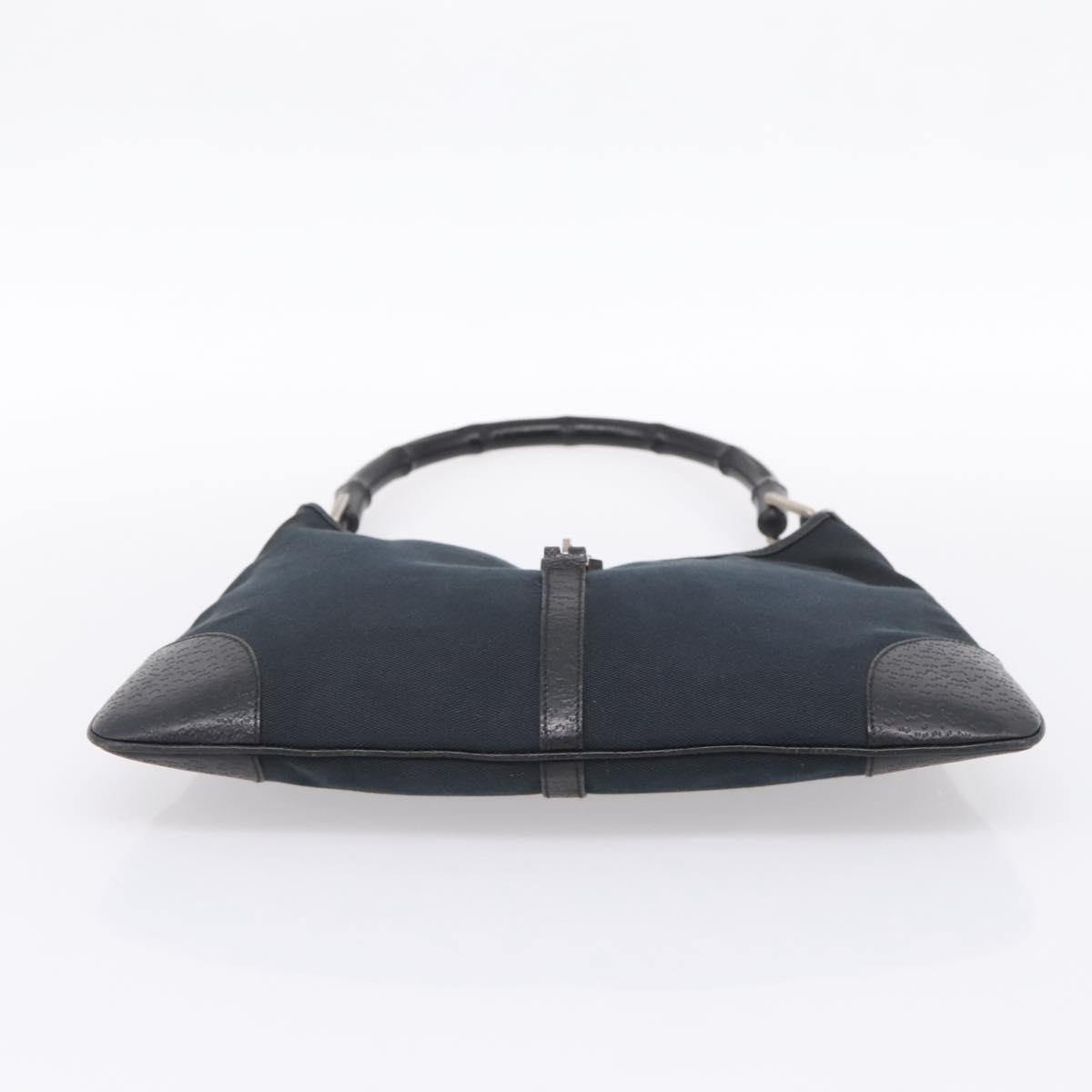 GUCCI Bamboo Jackie Shoulder Bag Canvas Black Silver 001 4060 Auth 199378A