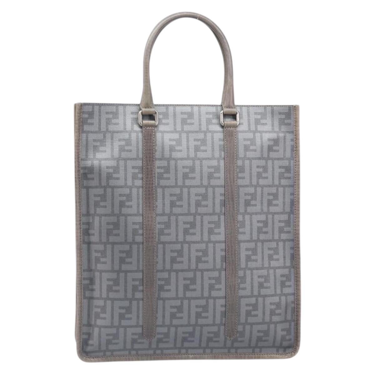 FENDI Zucca Tote Bag PVC Leather Gray Silver 7VA243 Auth 199379V