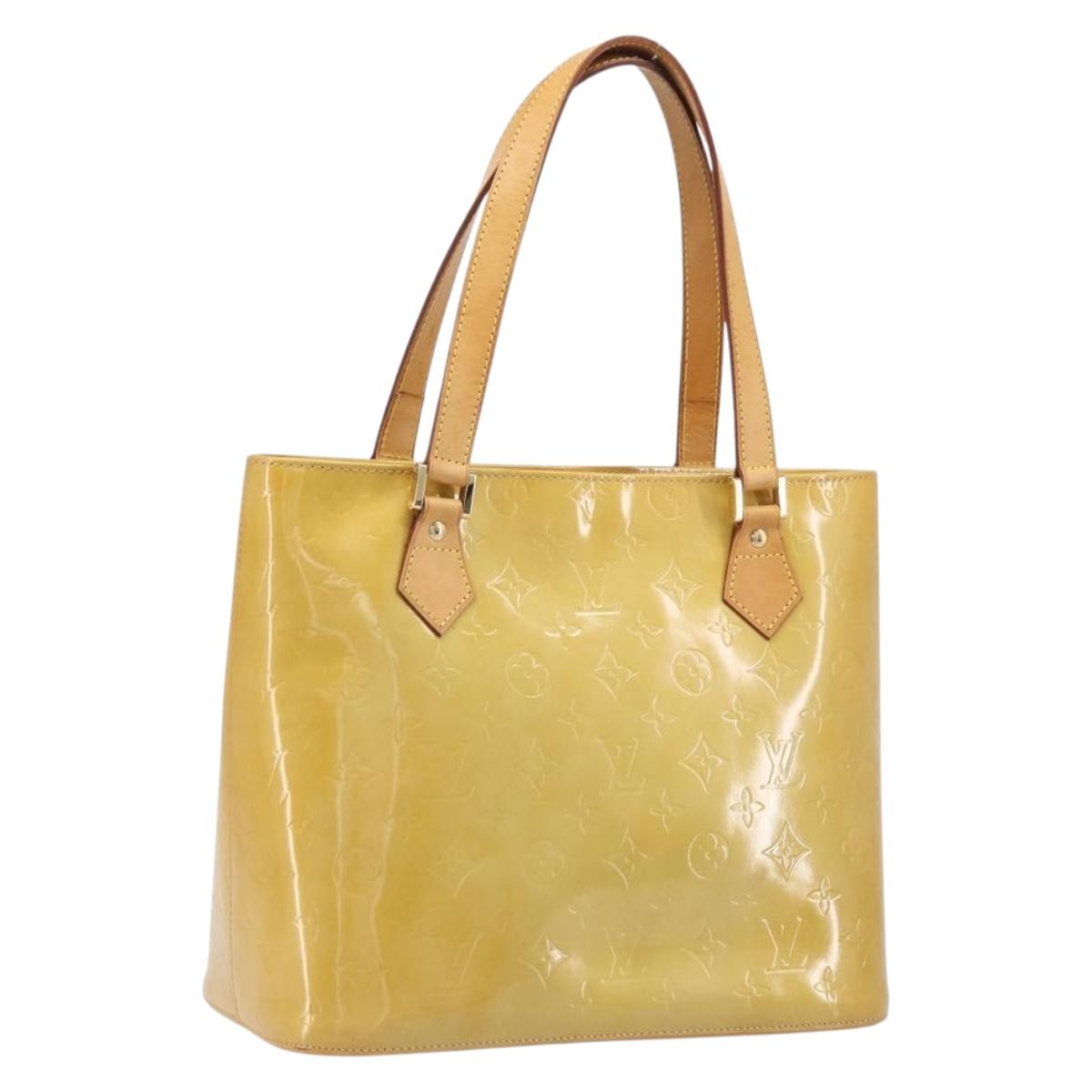 LOUIS VUITTON Monogram Vernis Houston Hand Bag Beige M91004 LV Auth 199381