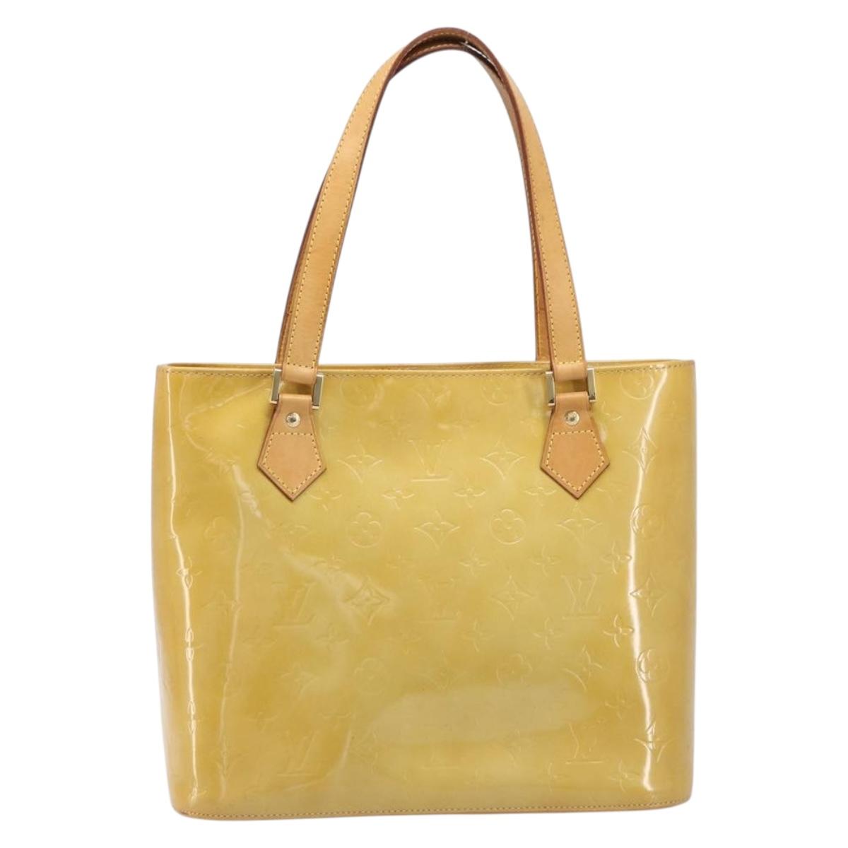 LOUIS VUITTON Monogram Vernis Houston Hand Bag Beige M91004 LV Auth 199381