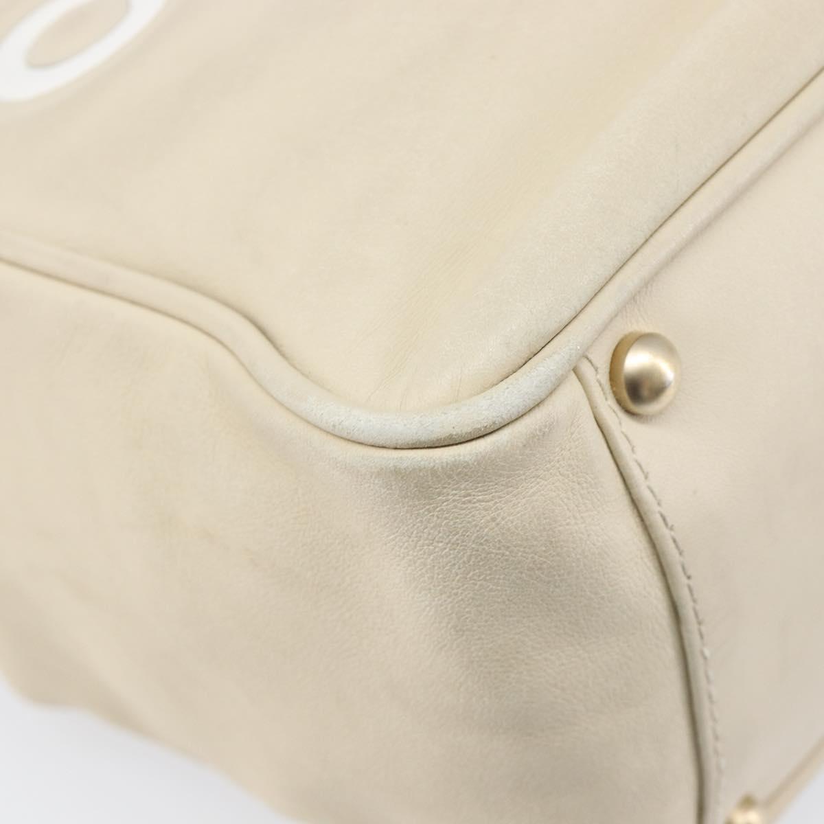 CHANEL Camelia Tote Bag Lamb Skin Beige Gold Tone CC Auth 199382V