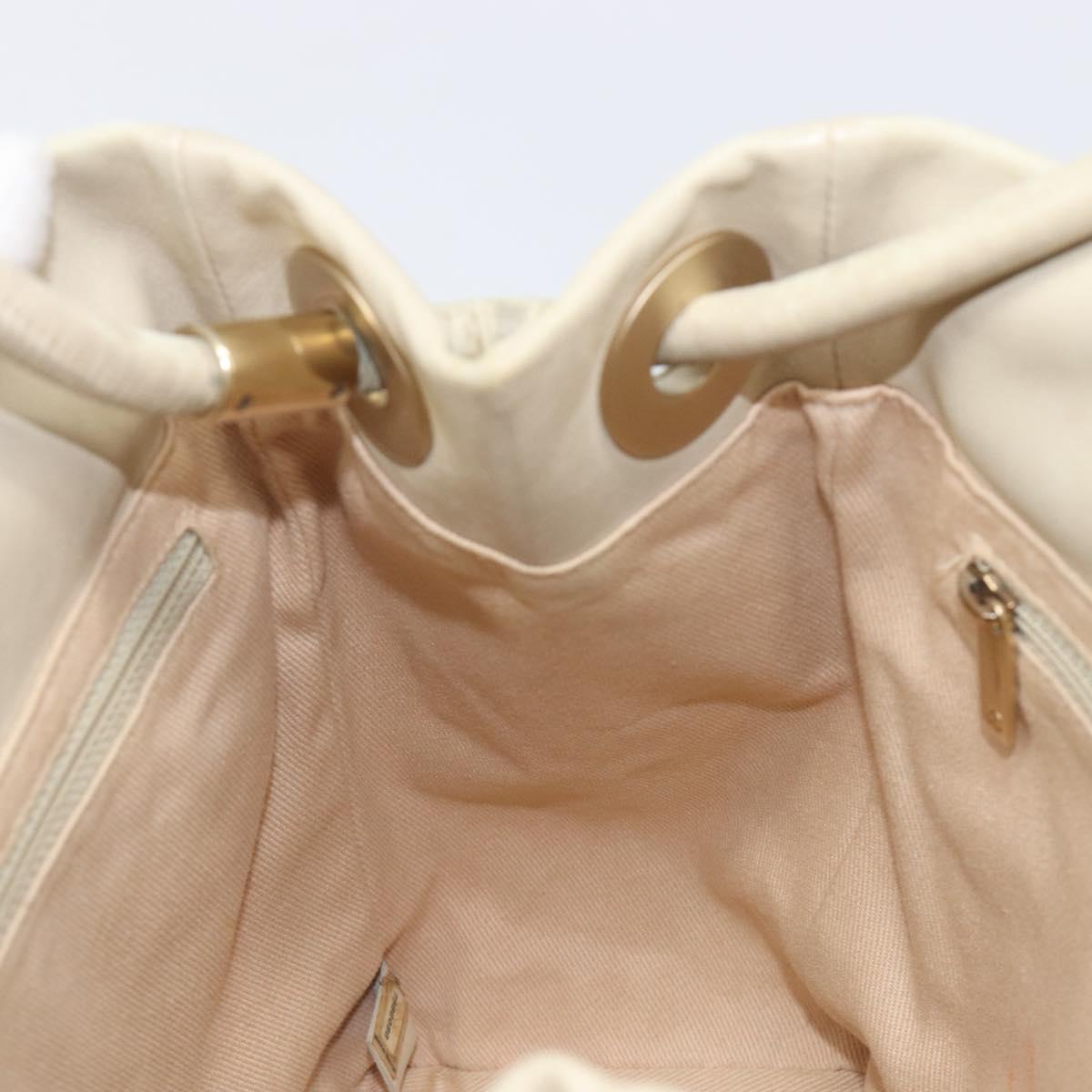 CHANEL Camelia Tote Bag Lamb Skin Beige Gold Tone CC Auth 199382V