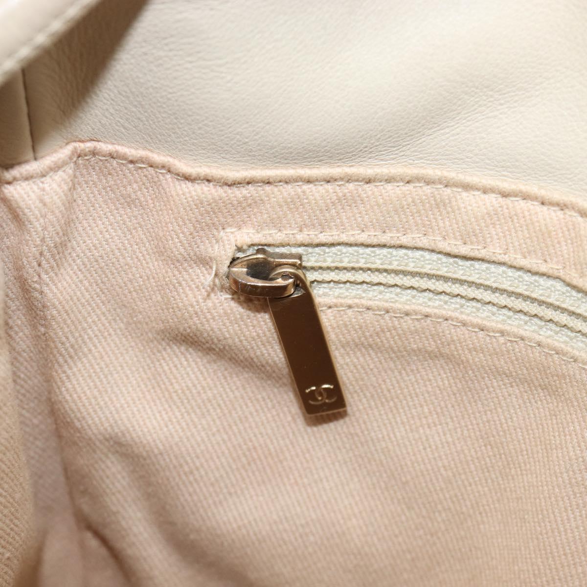 CHANEL Camelia Tote Bag Lamb Skin Beige Gold Tone CC Auth 199382V