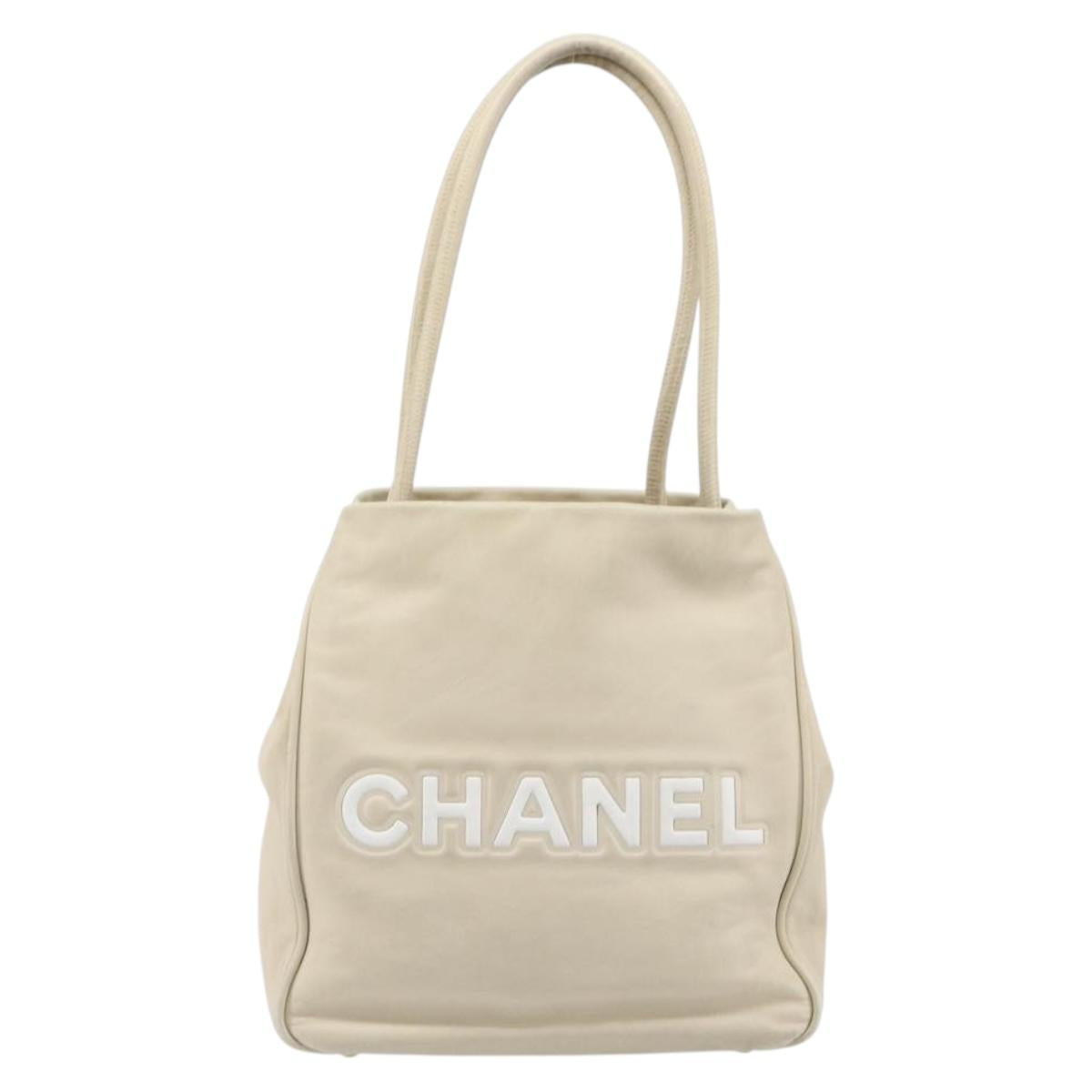 CHANEL Camelia Tote Bag Lamb Skin Beige Gold Tone CC Auth 199382V