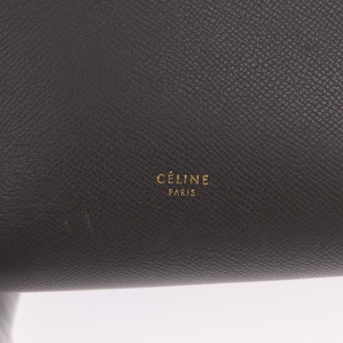 CELINE Belt Bag Micro Hand Bag Leather 2way Gray Gold Auth 199385V