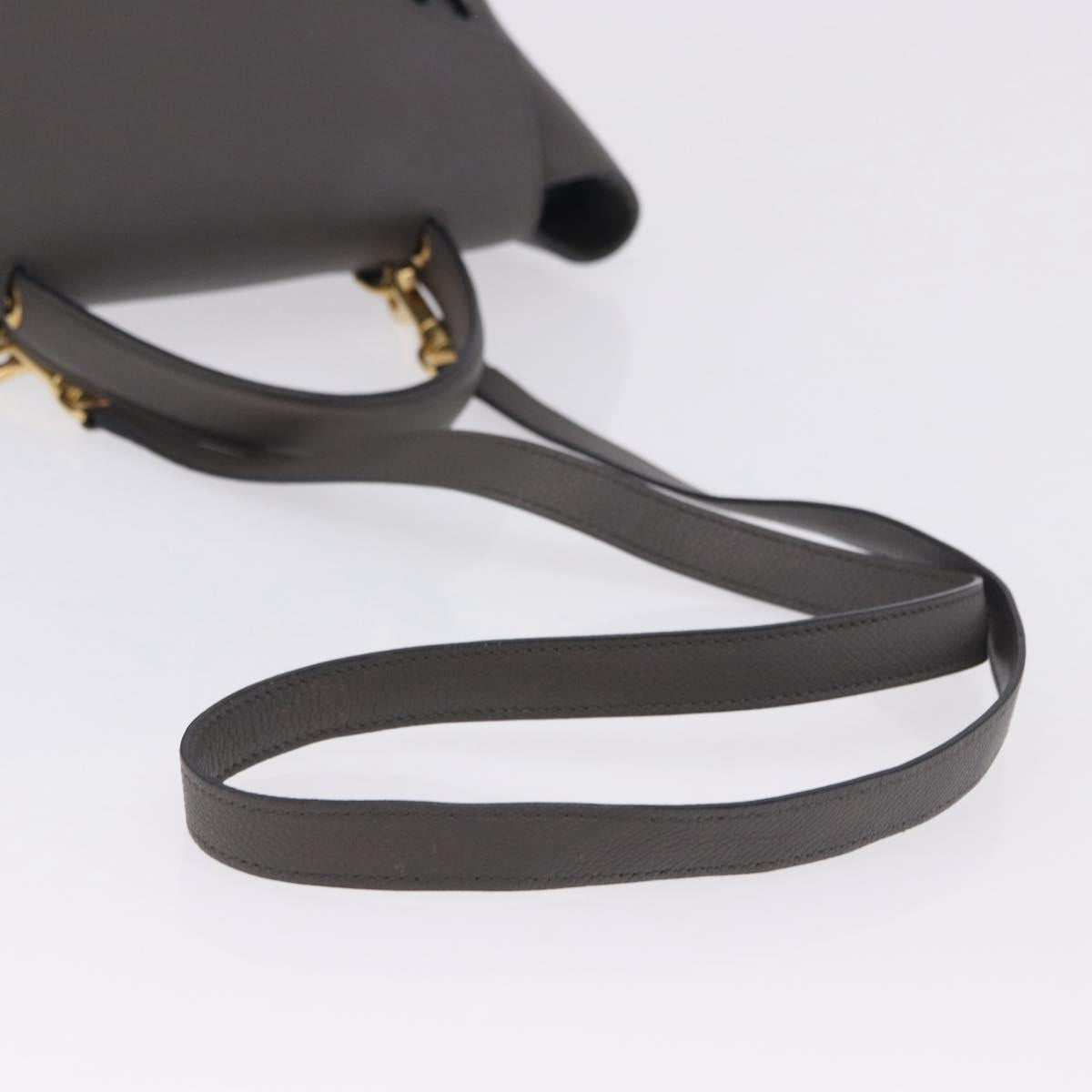 CELINE Belt Bag Micro Hand Bag Leather 2way Gray Gold Auth 199385V