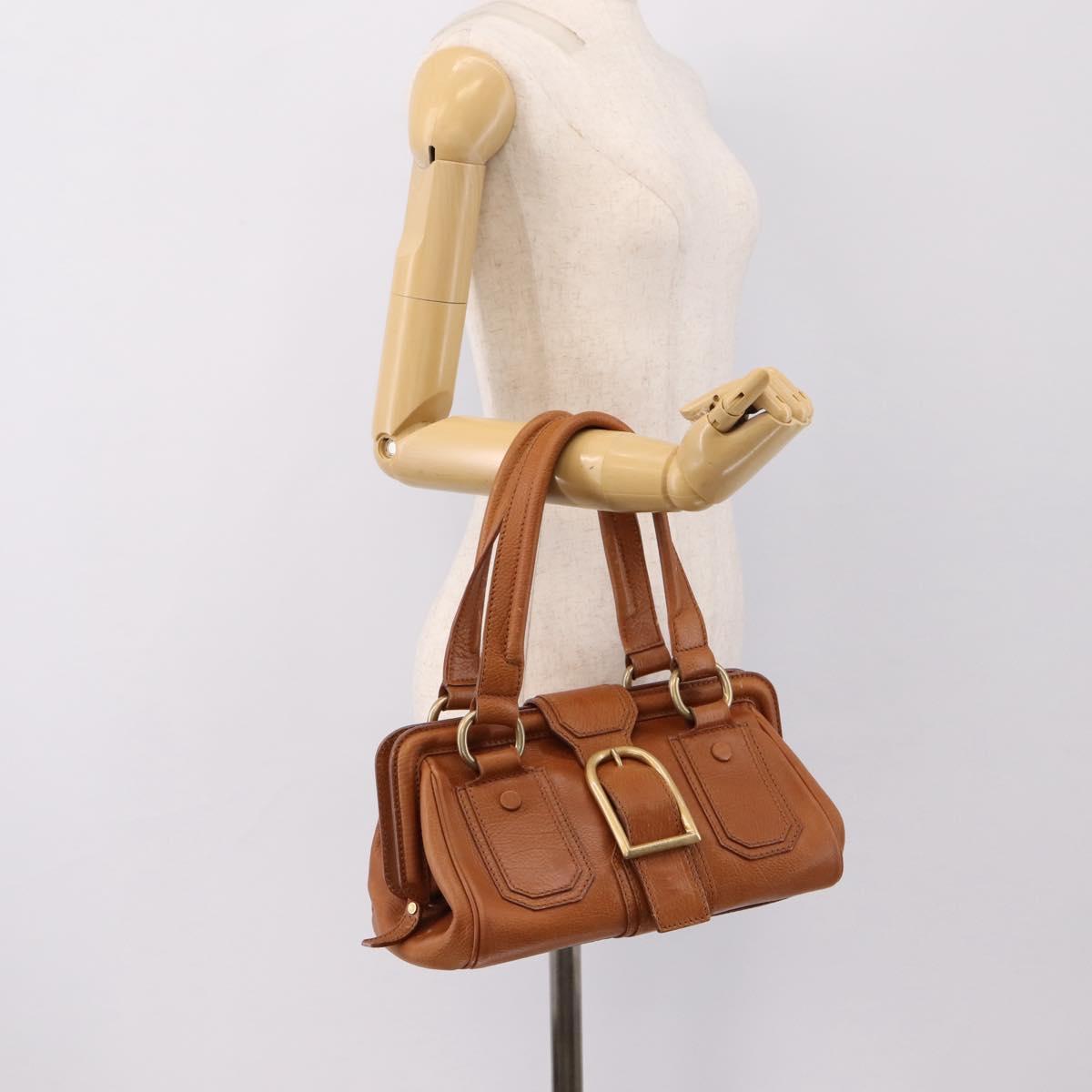 CELINE Doctors Hand Bag Leather Brown Gold Auth 199386A