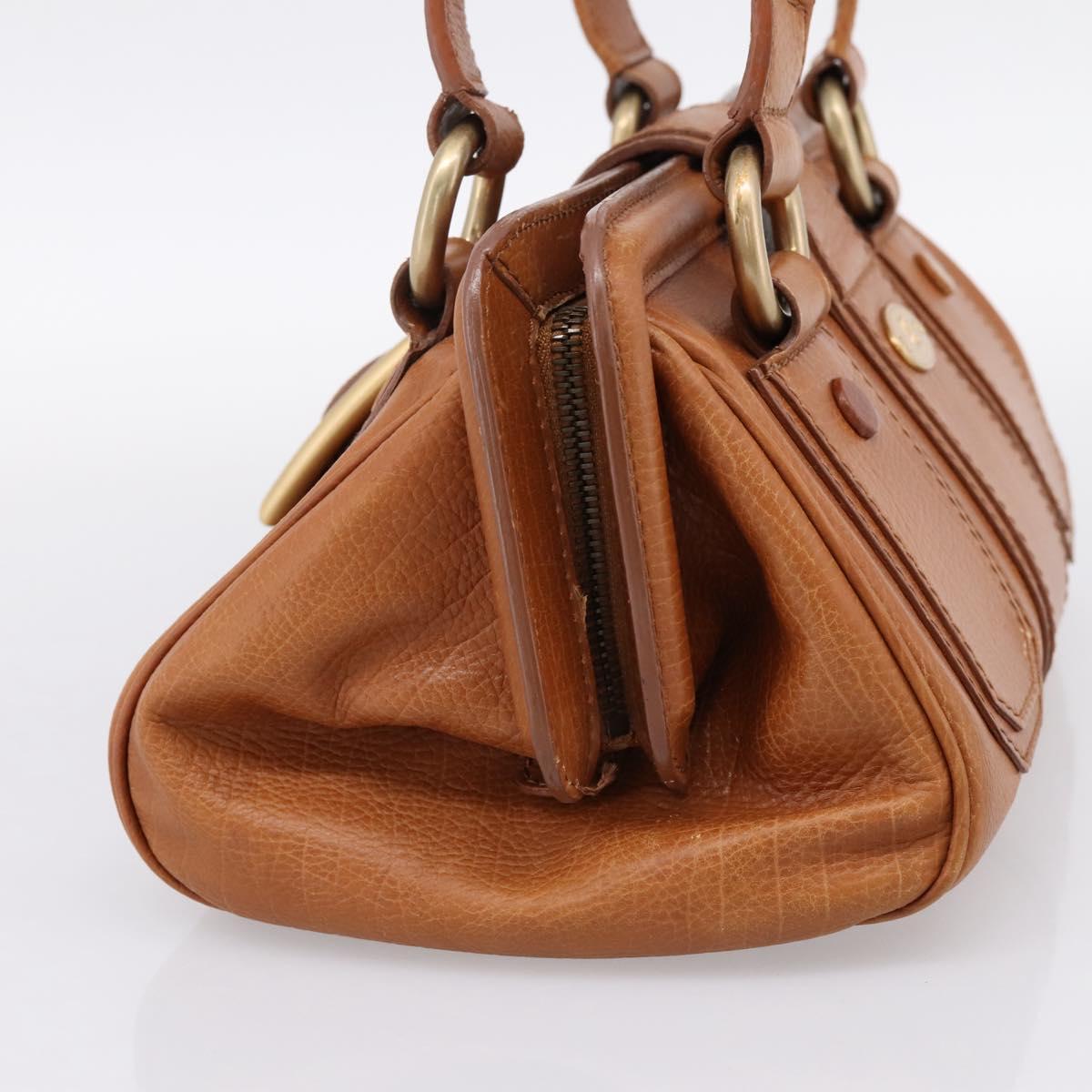 CELINE Doctors Hand Bag Leather Brown Gold Auth 199386A