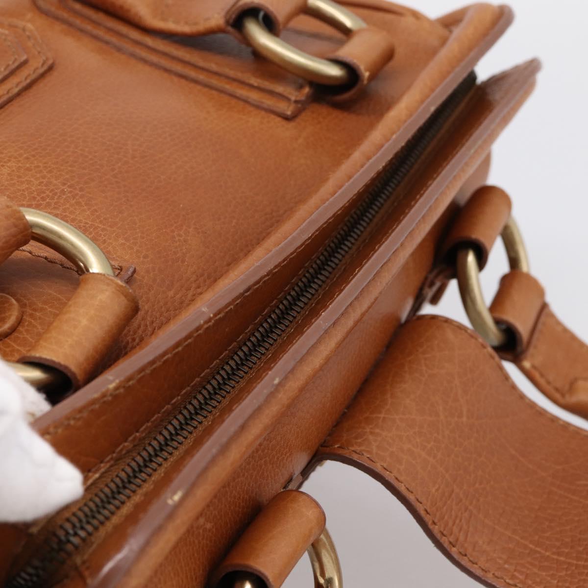 CELINE Doctors Hand Bag Leather Brown Gold Auth 199386A