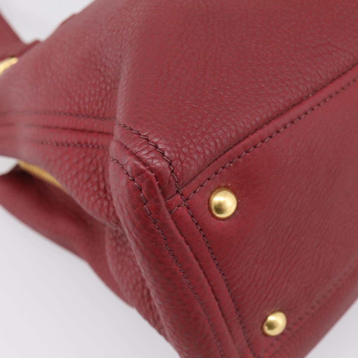 Miu Miu Hand Bag Leather 2way Red Gold Auth 199387M