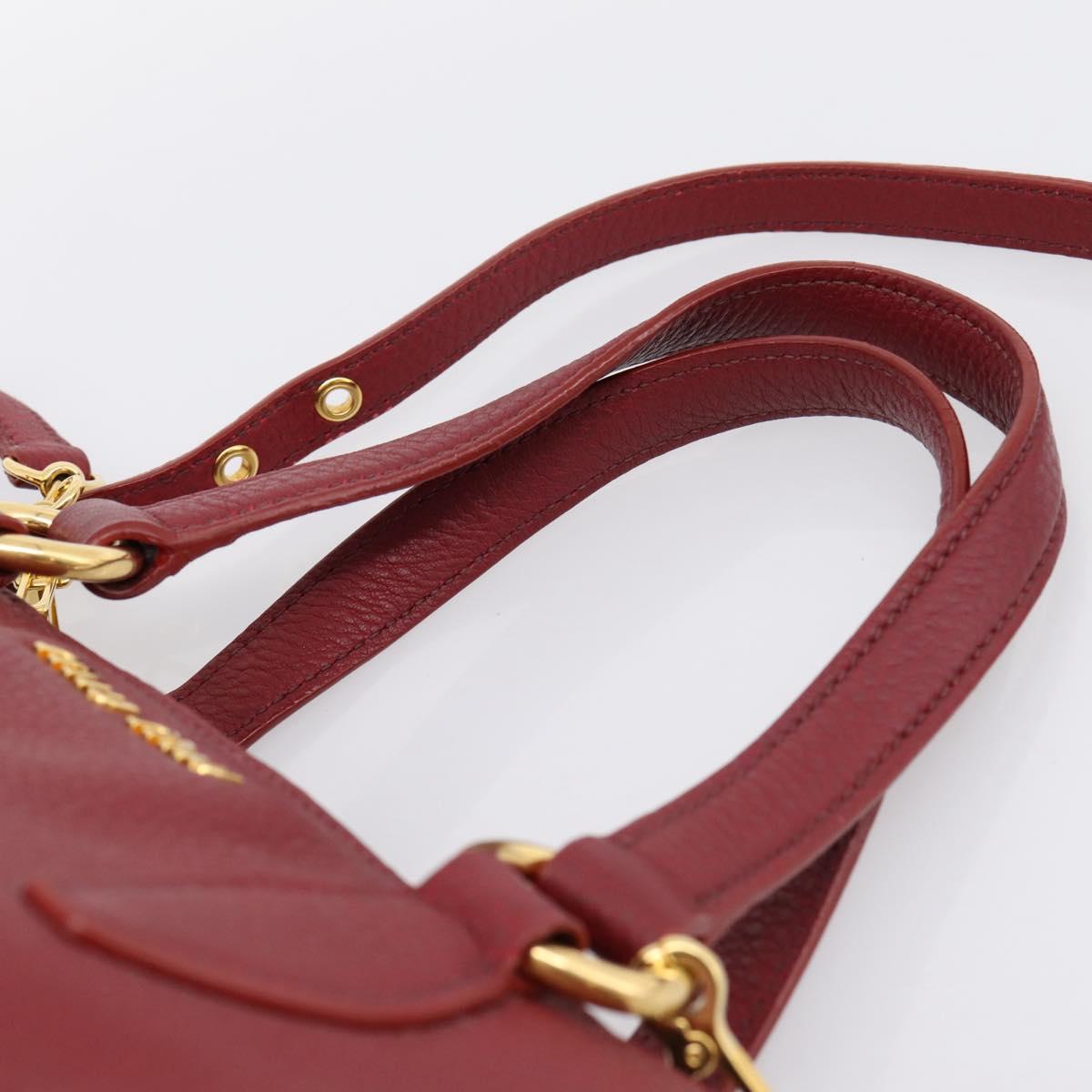Miu Miu Hand Bag Leather 2way Red Gold Auth 199387M