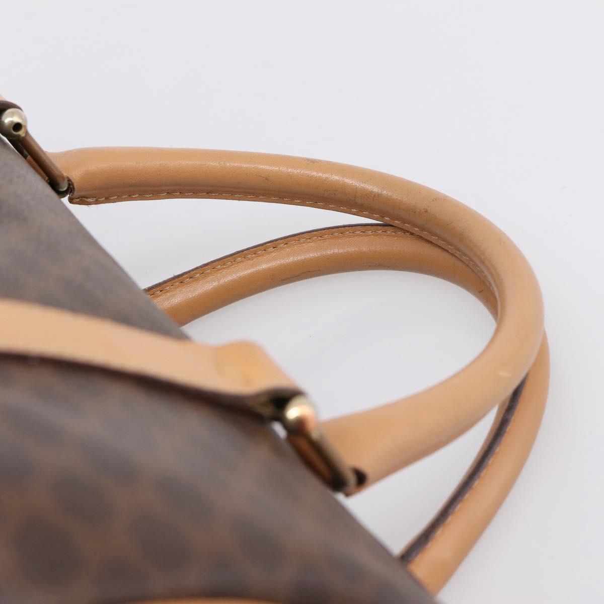 CELINE Macadam Canvas Boston Bag PVC Leather Brown Gold Auth 199388A