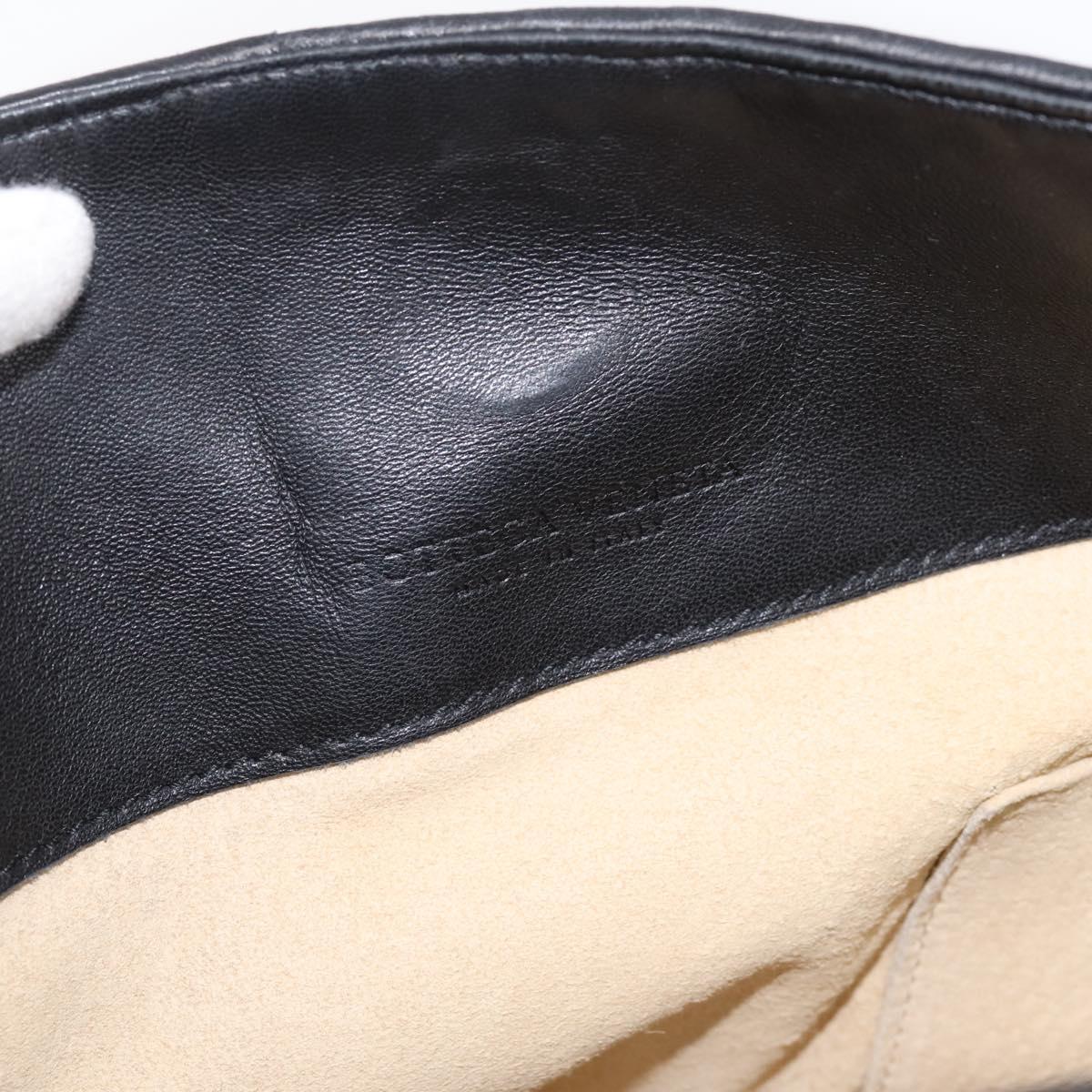 BOTTEGA VENETA INTRECCIATO Shoulder Bag Leather Black Gold Auth 199389V