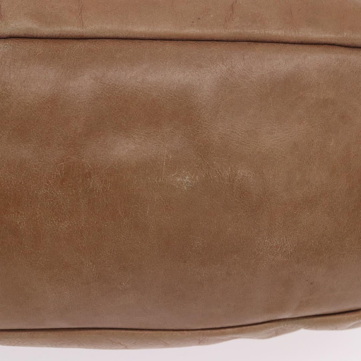 Miu Miu Hand Bag Leather 2way Beige Gold Auth 199396A