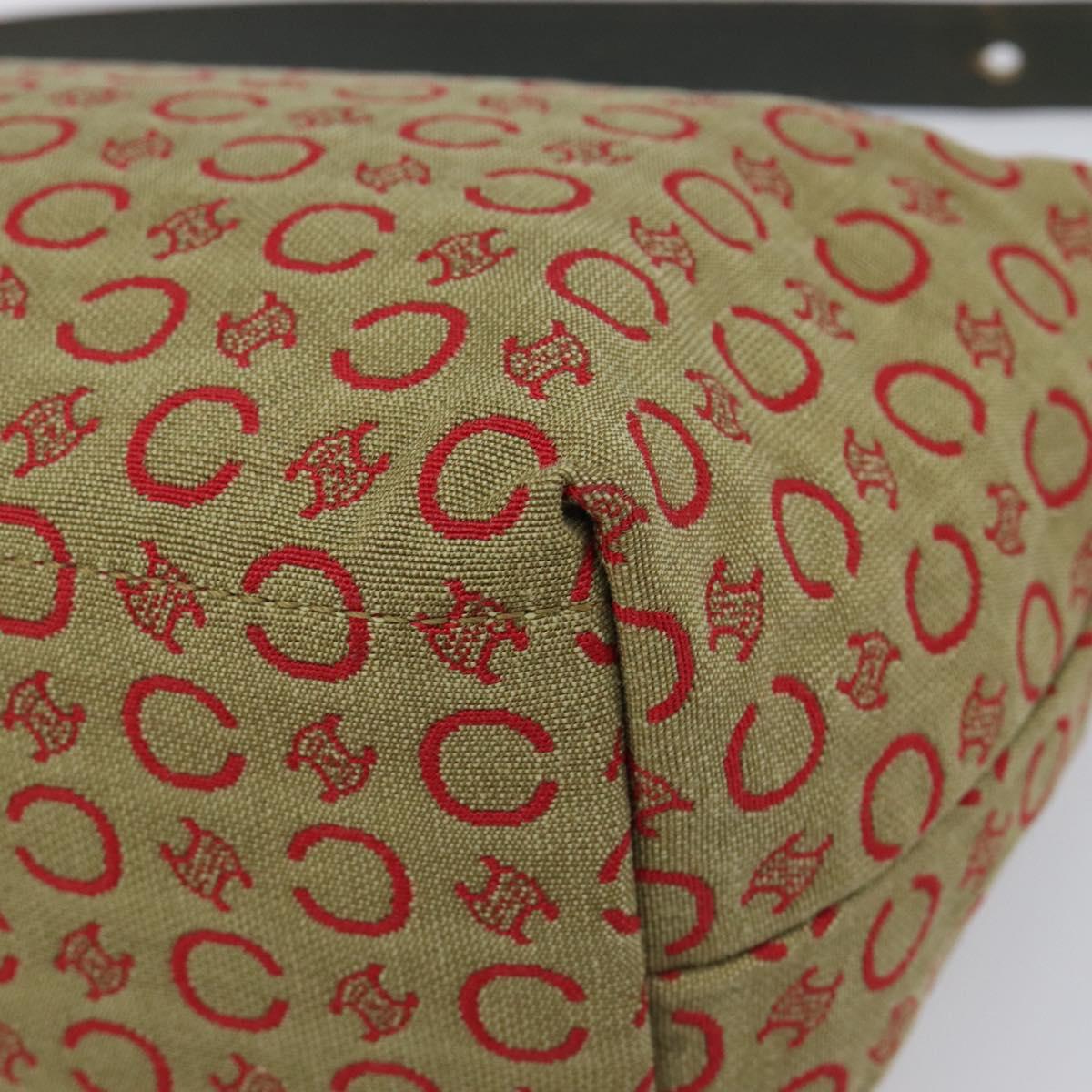 CELINE C Macadam Canvas Hand Bag Beige Gold Auth 199397