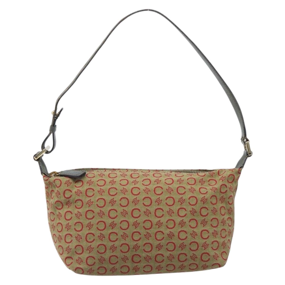 CELINE C Macadam Canvas Hand Bag Beige Gold Auth 199397