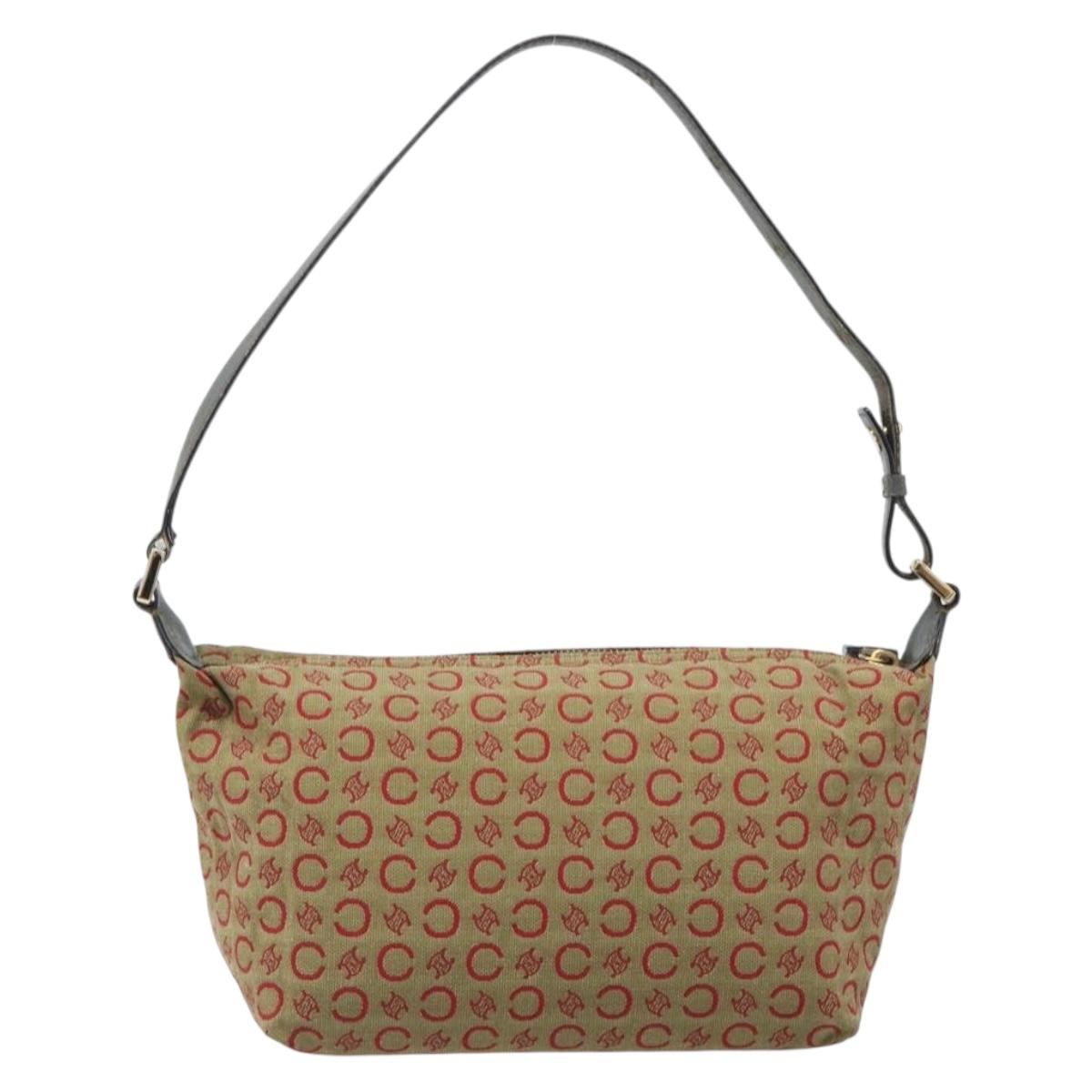 CELINE C Macadam Canvas Hand Bag Beige Gold Auth 199397