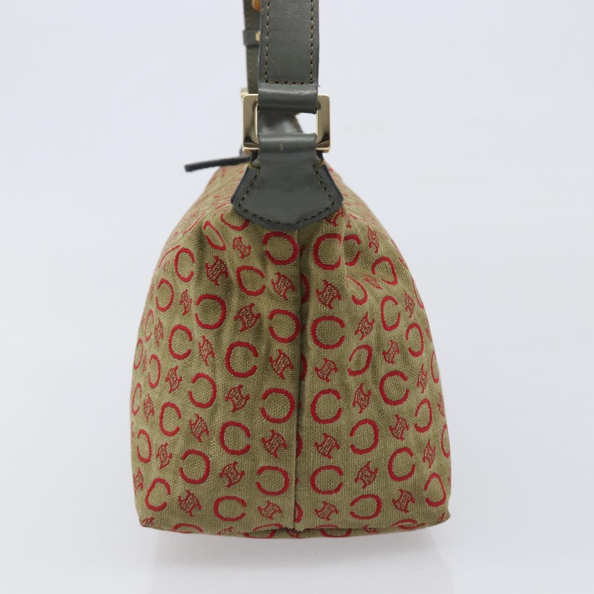 CELINE C Macadam Canvas Hand Bag Beige Gold Auth 199397