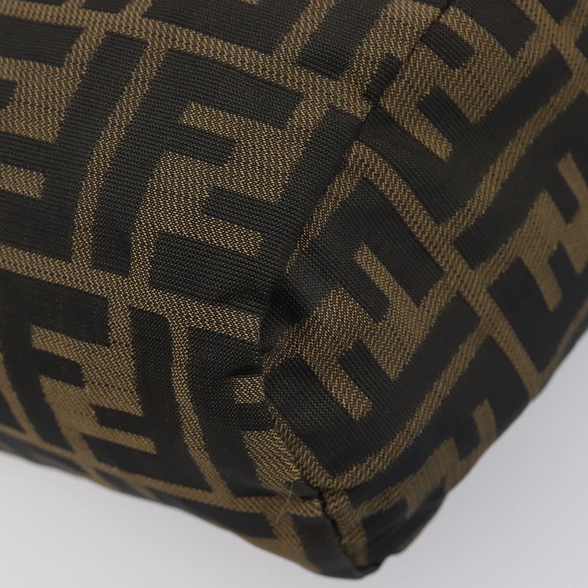 FENDI Zucca Canvas Hand Bag Black Brown Auth 199404