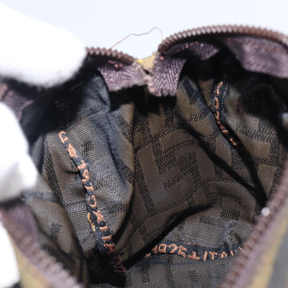 FENDI Zucca Canvas Hand Bag Black Brown Auth 199404