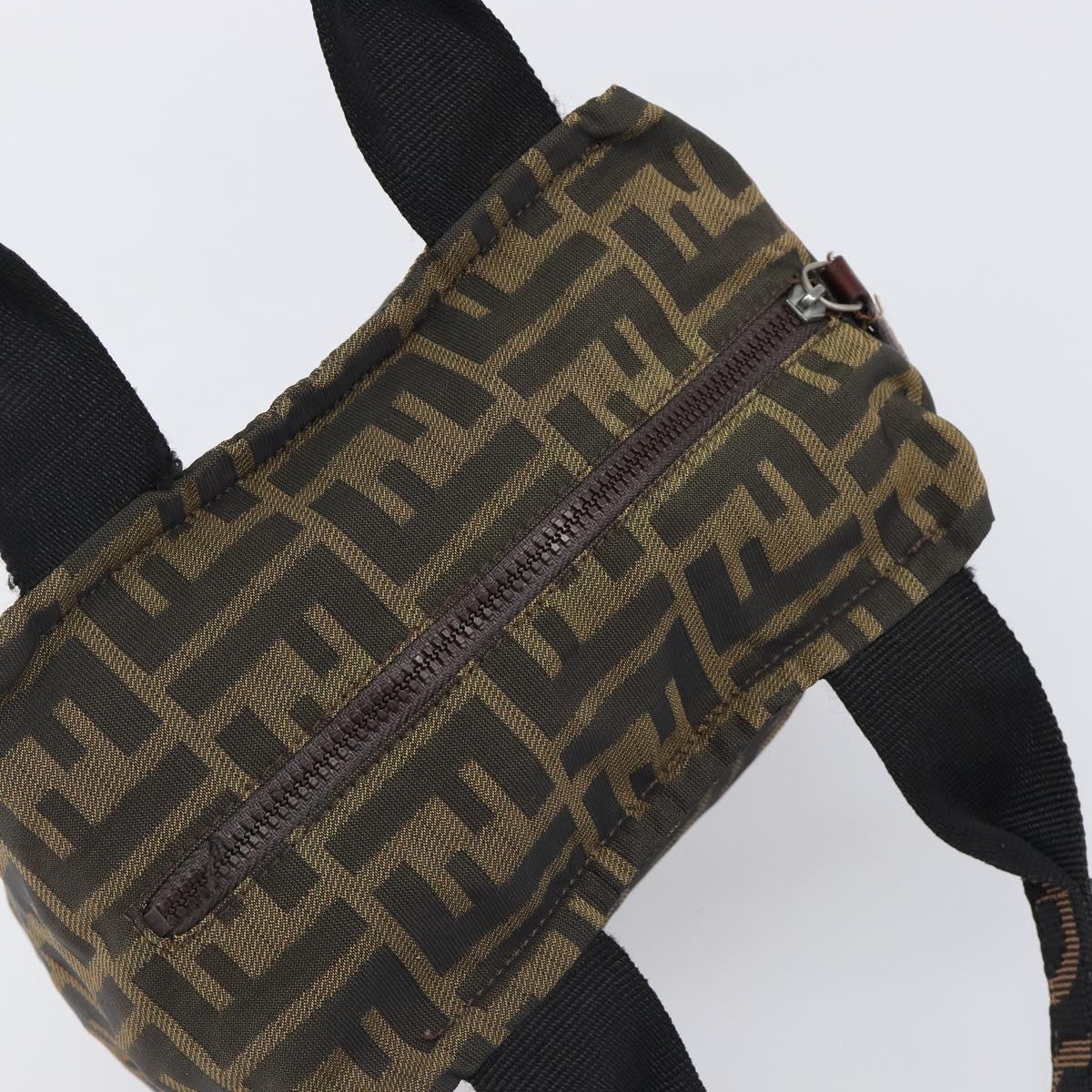FENDI Zucca Canvas Hand Bag Black Brown Auth 199404