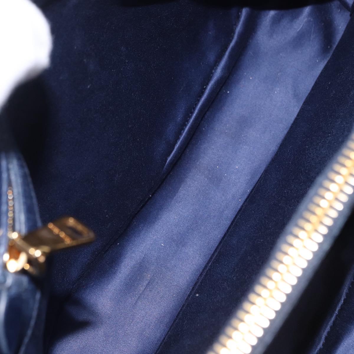Miu Miu Hand Bag Leather Navy Gold Auth 199407V