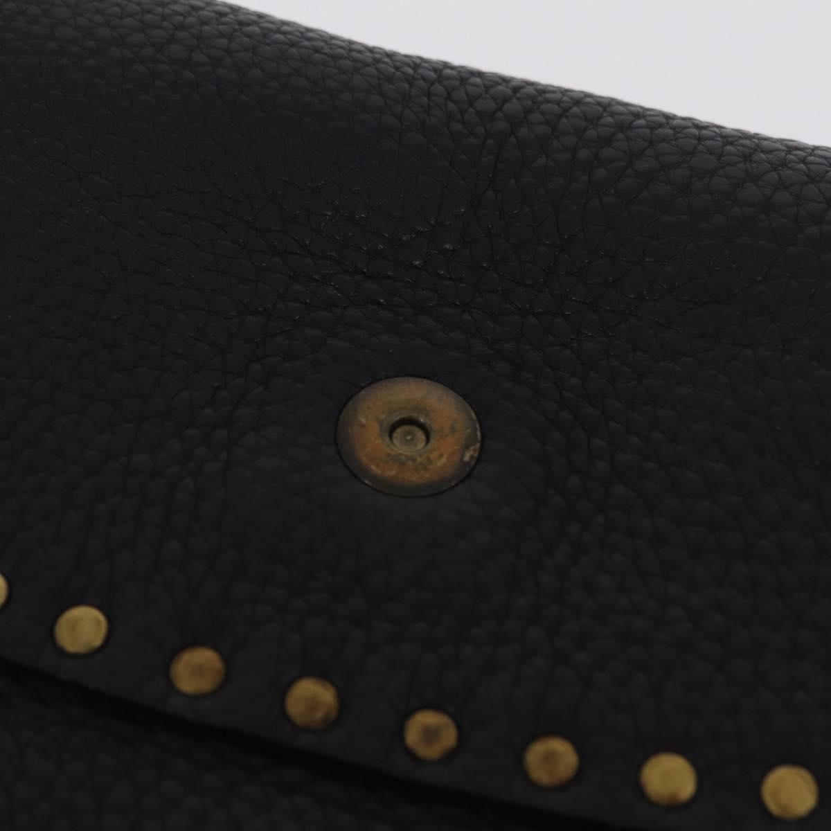 CELINE Shoulder Bag Leather Black Gold Auth 199408V