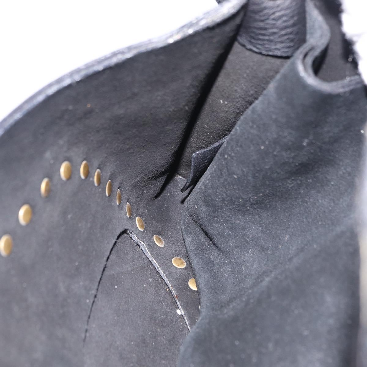 CELINE Shoulder Bag Leather Black Gold Auth 199408V