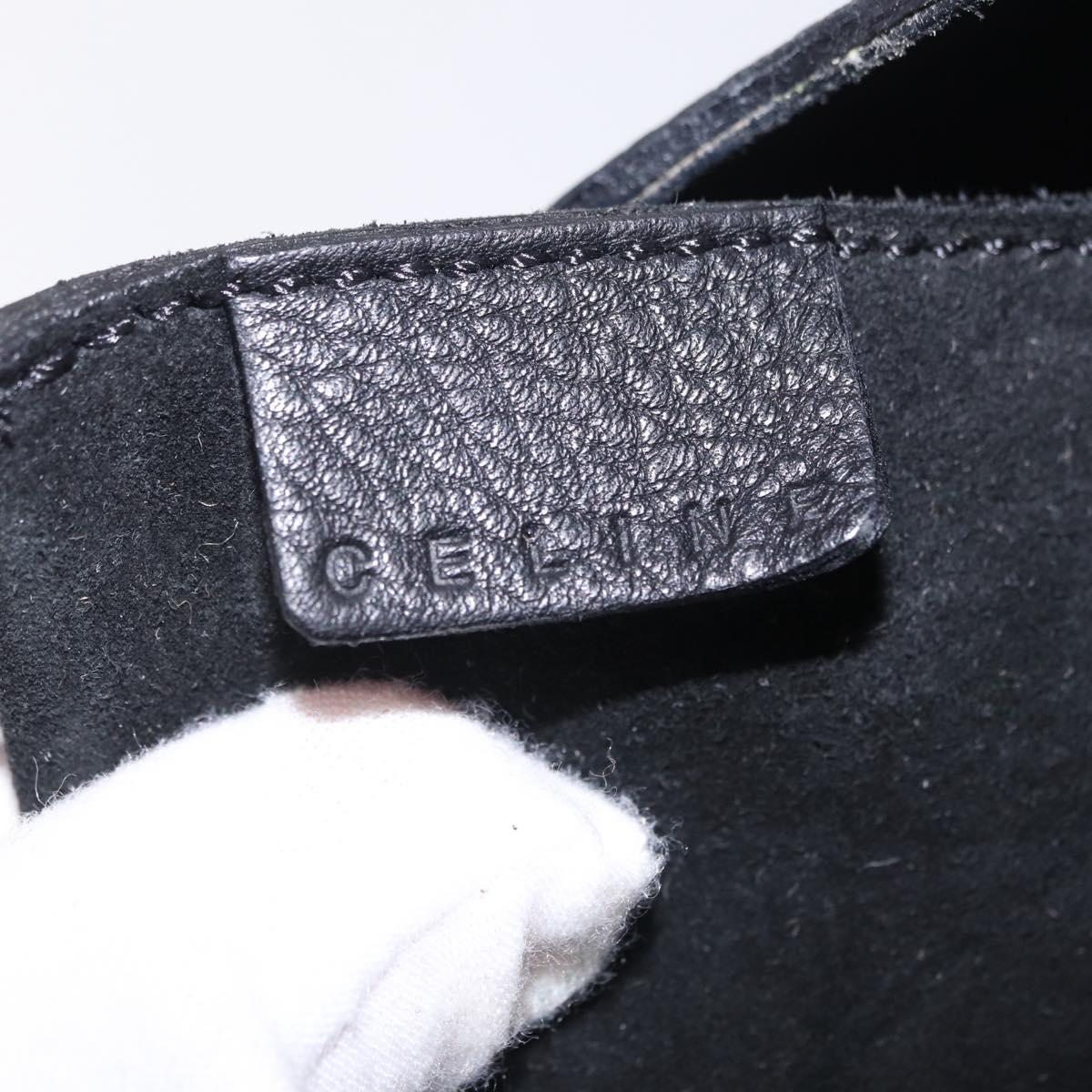 CELINE Shoulder Bag Leather Black Gold Auth 199408V