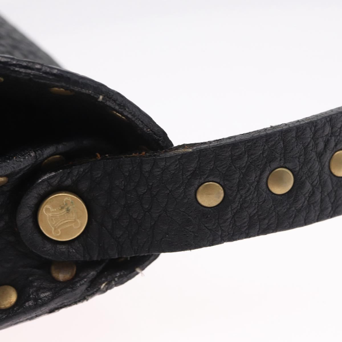 CELINE Shoulder Bag Leather Black Gold Auth 199408V
