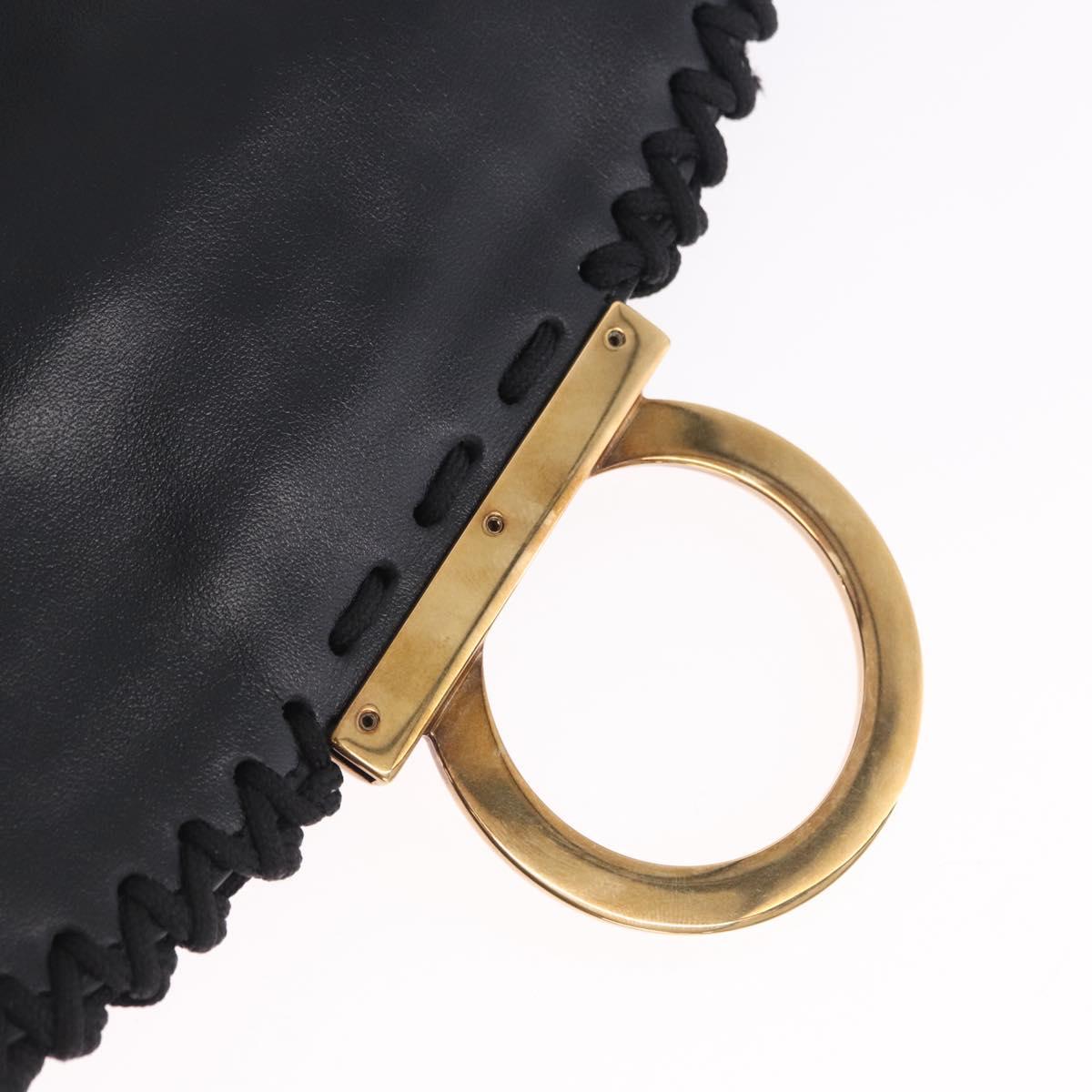 Salvatore Ferragamo Gancini Margot Bag Leather Fabric 2way Black Auth 199409SAM