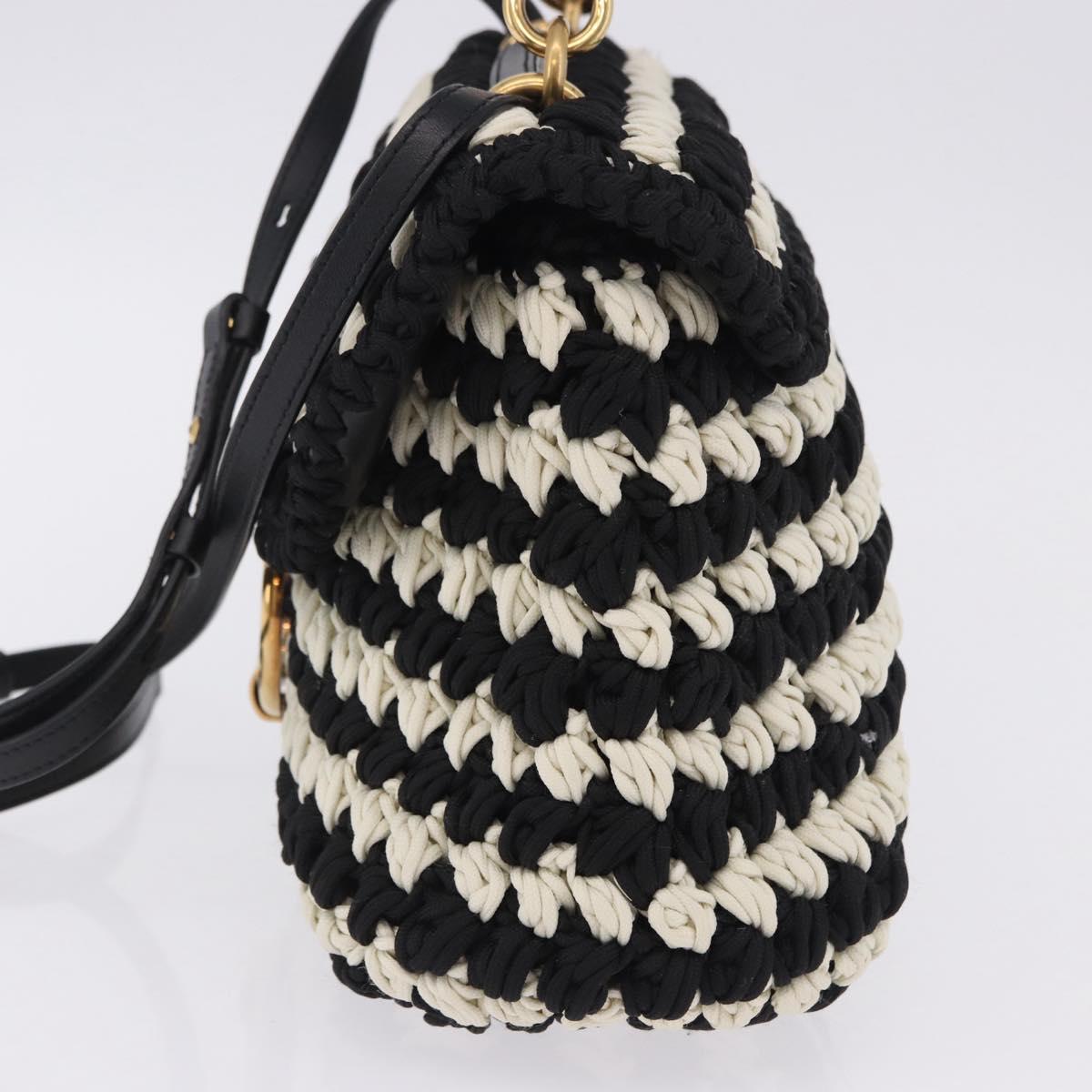 Salvatore Ferragamo Gancini Margot Bag Leather Fabric 2way Black Auth 199409SAM