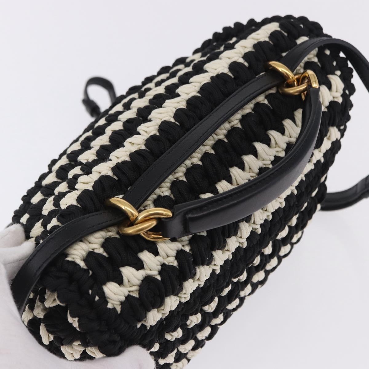 Salvatore Ferragamo Gancini Margot Bag Leather Fabric 2way Black Auth 199409SAM