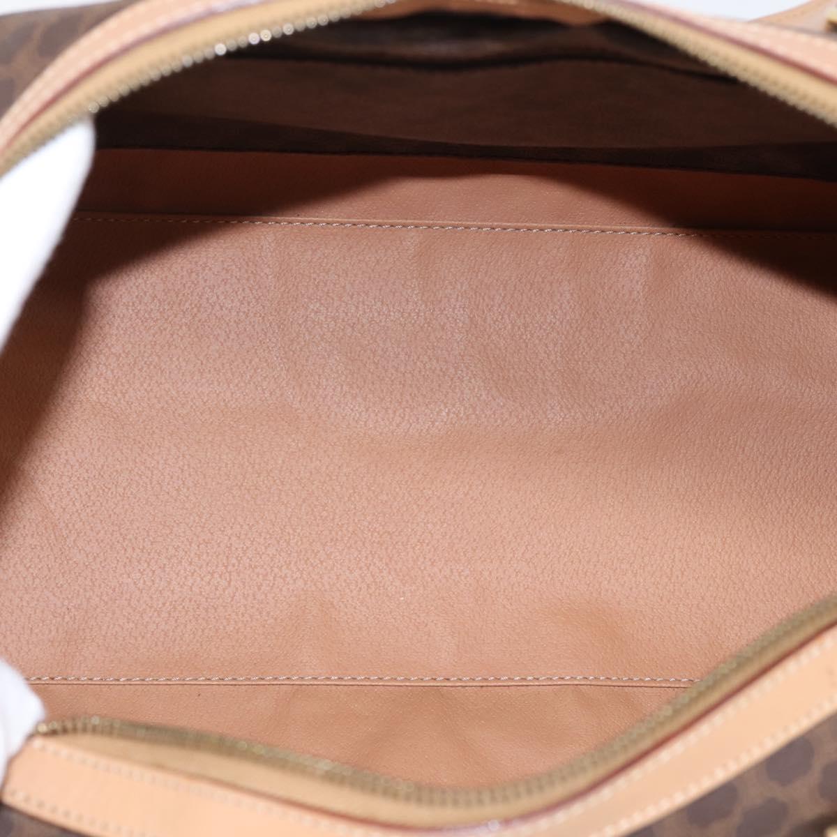 CELINE Macadam Canvas Boston Bag PVC Leather Brown Gold Auth 199411V