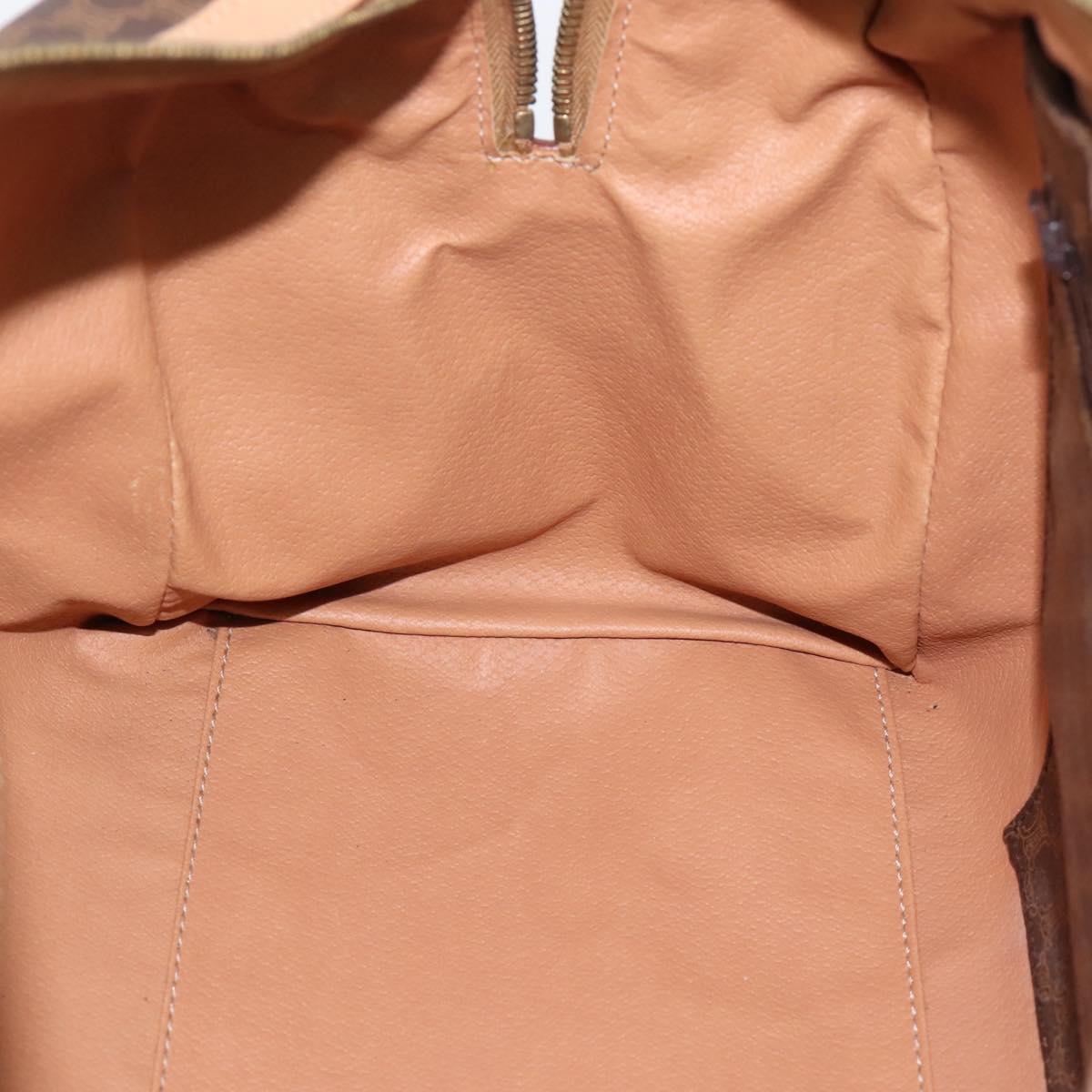 CELINE Macadam Canvas Boston Bag PVC Leather Brown Gold Auth 199411V