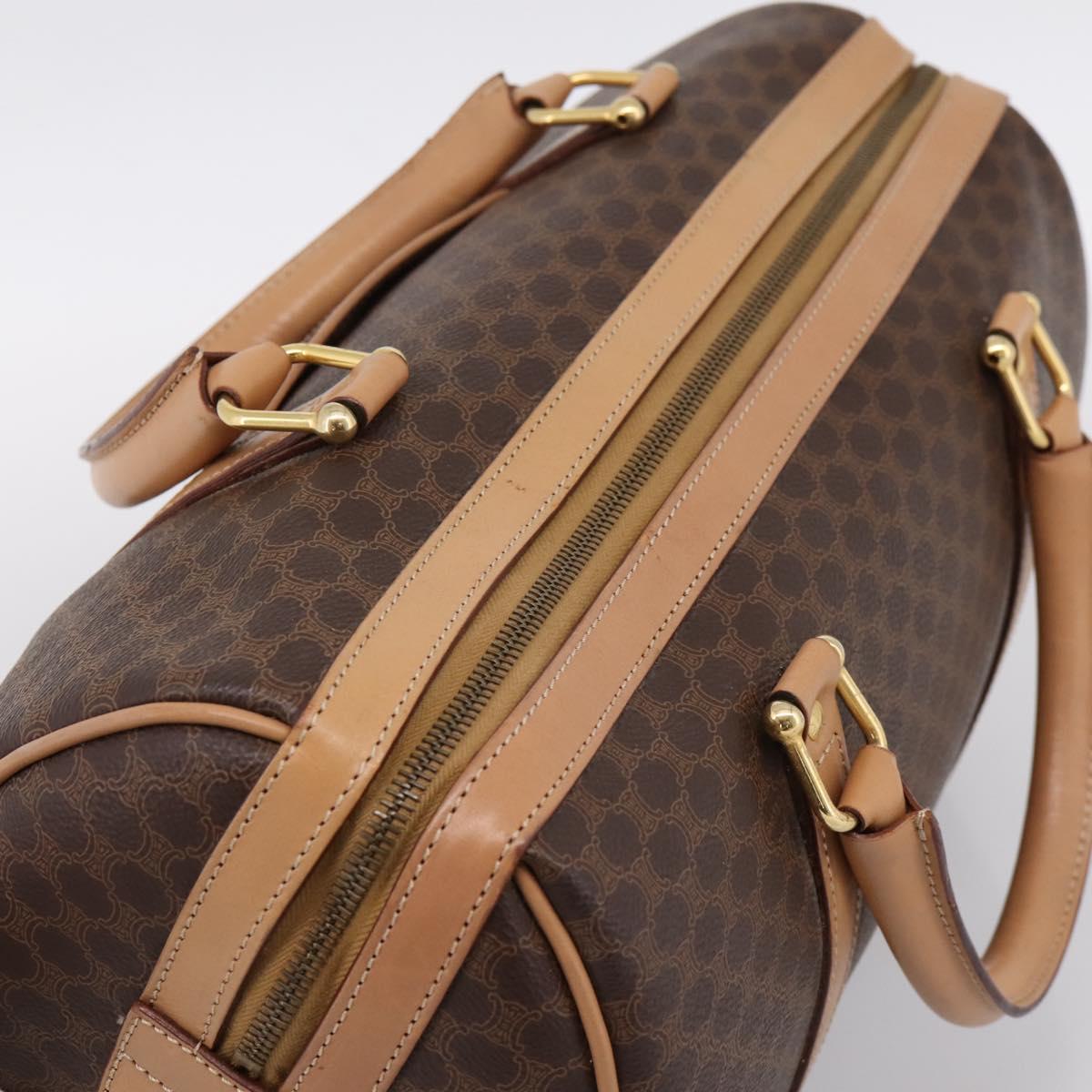 CELINE Macadam Canvas Boston Bag PVC Leather Brown Gold Auth 199411V