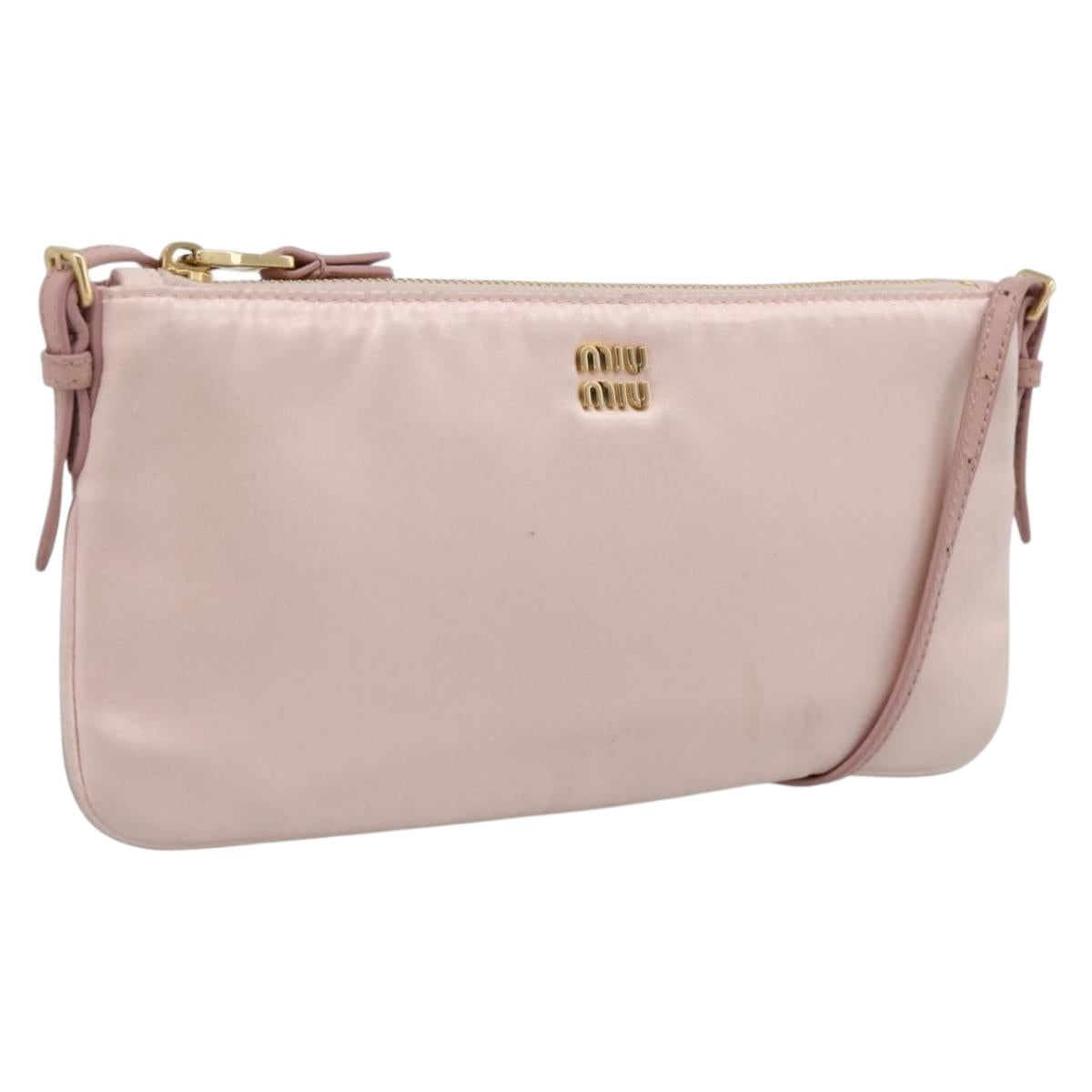 Miu Miu Shoulder Bag Satin Pink Gold Auth 199414A