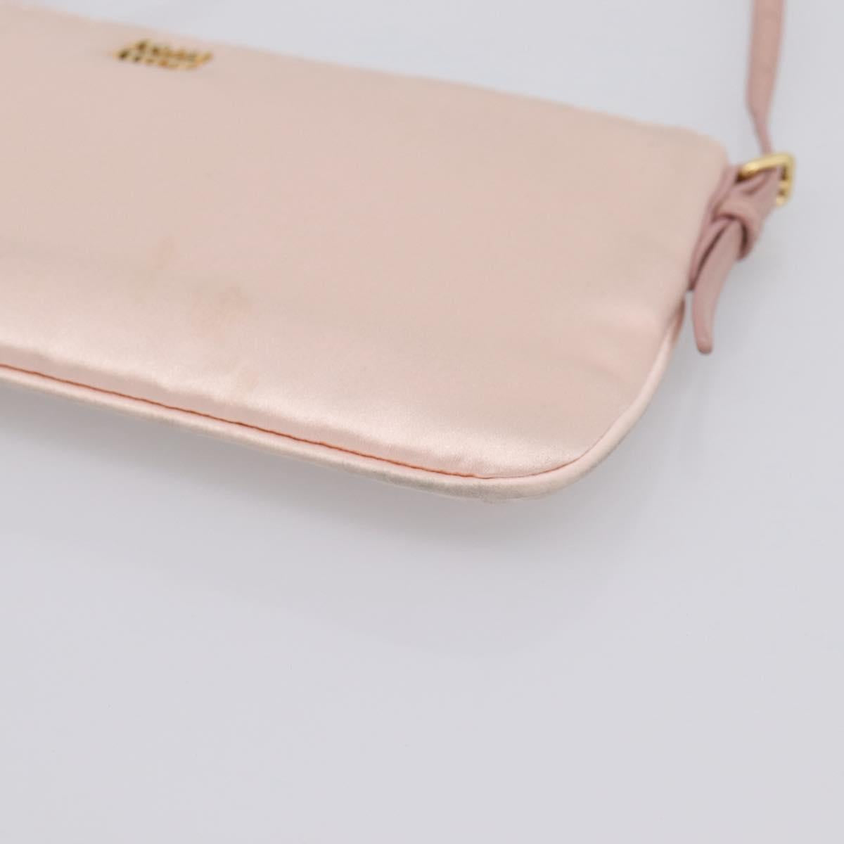 Miu Miu Shoulder Bag Satin Pink Gold Auth 199414A
