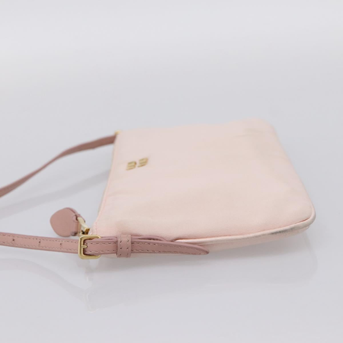 Miu Miu Shoulder Bag Satin Pink Gold Auth 199414A