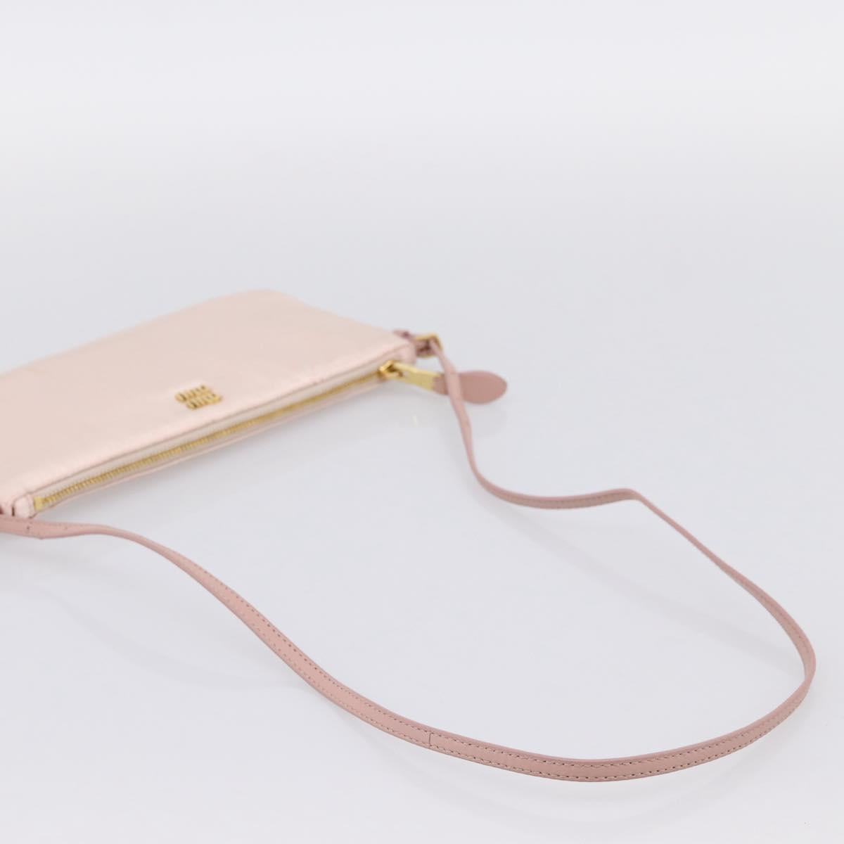 Miu Miu Shoulder Bag Satin Pink Gold Auth 199414A