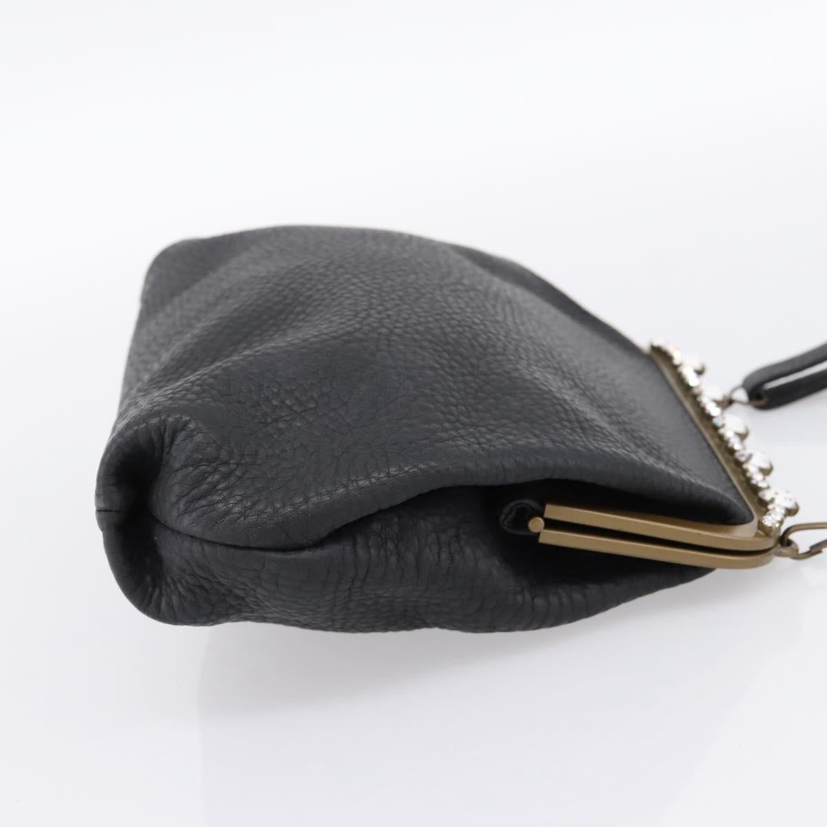 Miu Miu Shoulder Bag Leather Black Gold Auth 199415V
