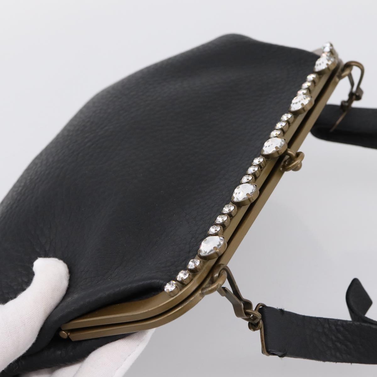 Miu Miu Shoulder Bag Leather Black Gold Auth 199415V