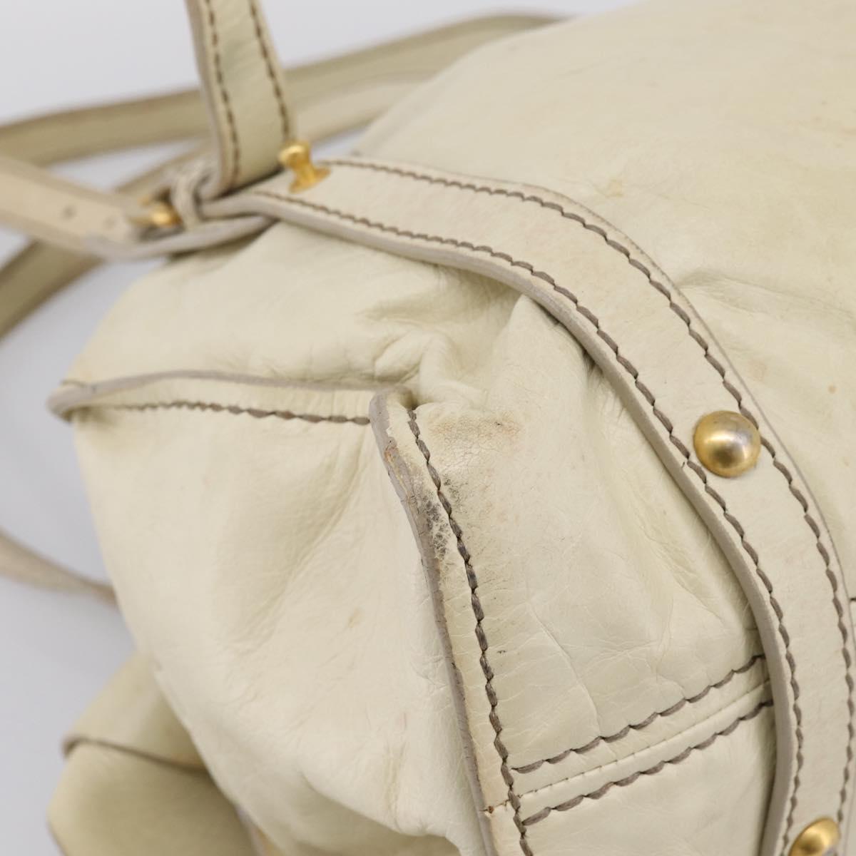Miu Miu Shoulder Bag Leather Beige Gold Auth 199416A