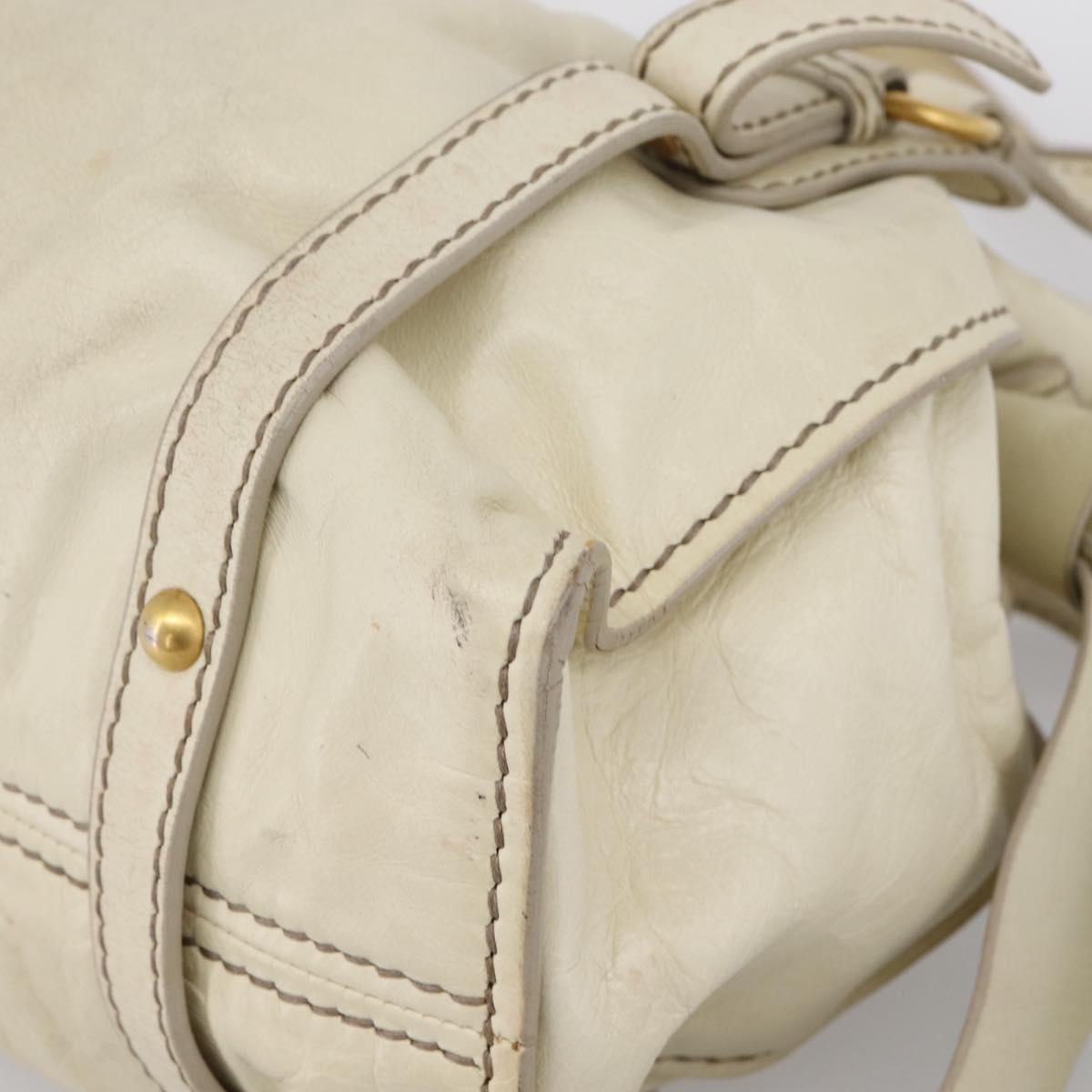 Miu Miu Shoulder Bag Leather Beige Gold Auth 199416A