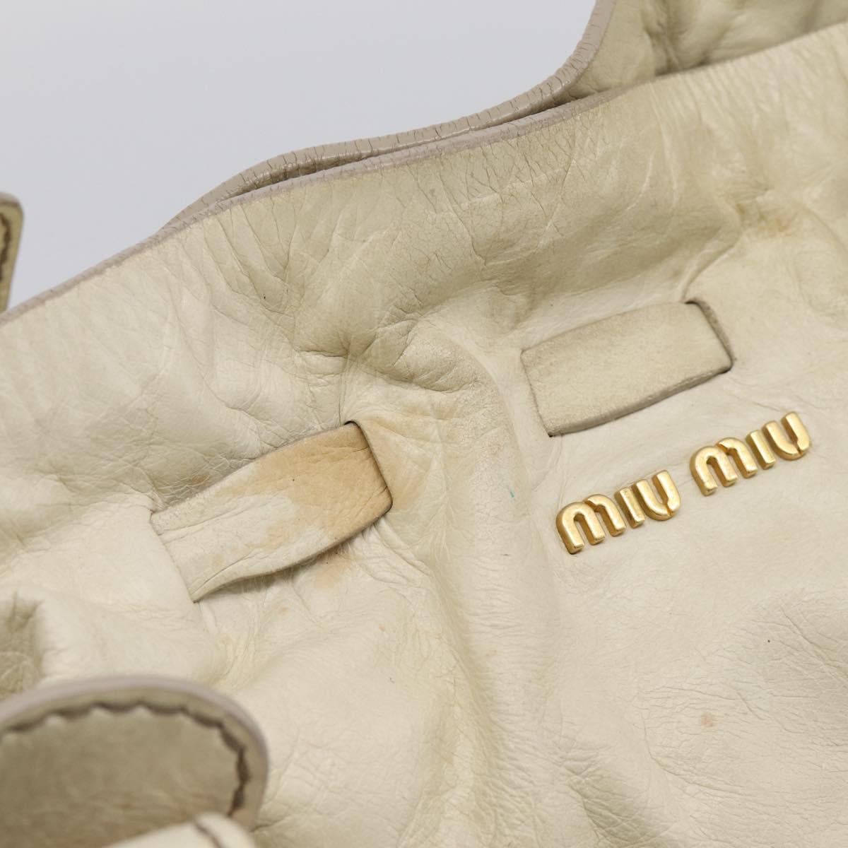 Miu Miu Shoulder Bag Leather Beige Gold Auth 199416A
