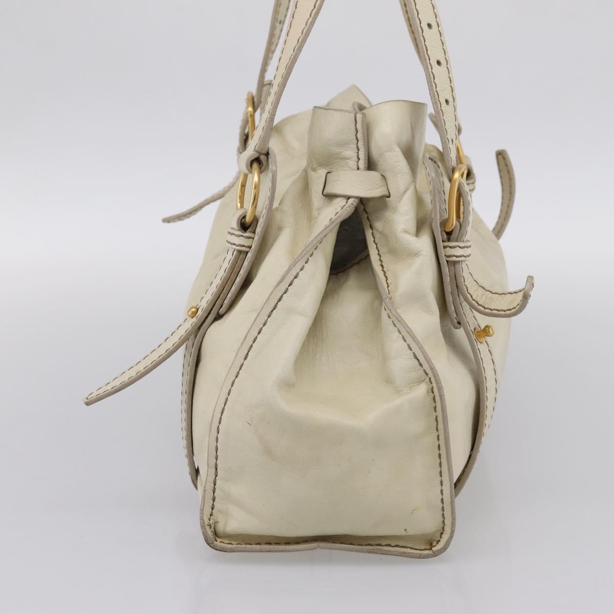 Miu Miu Shoulder Bag Leather Beige Gold Auth 199416A