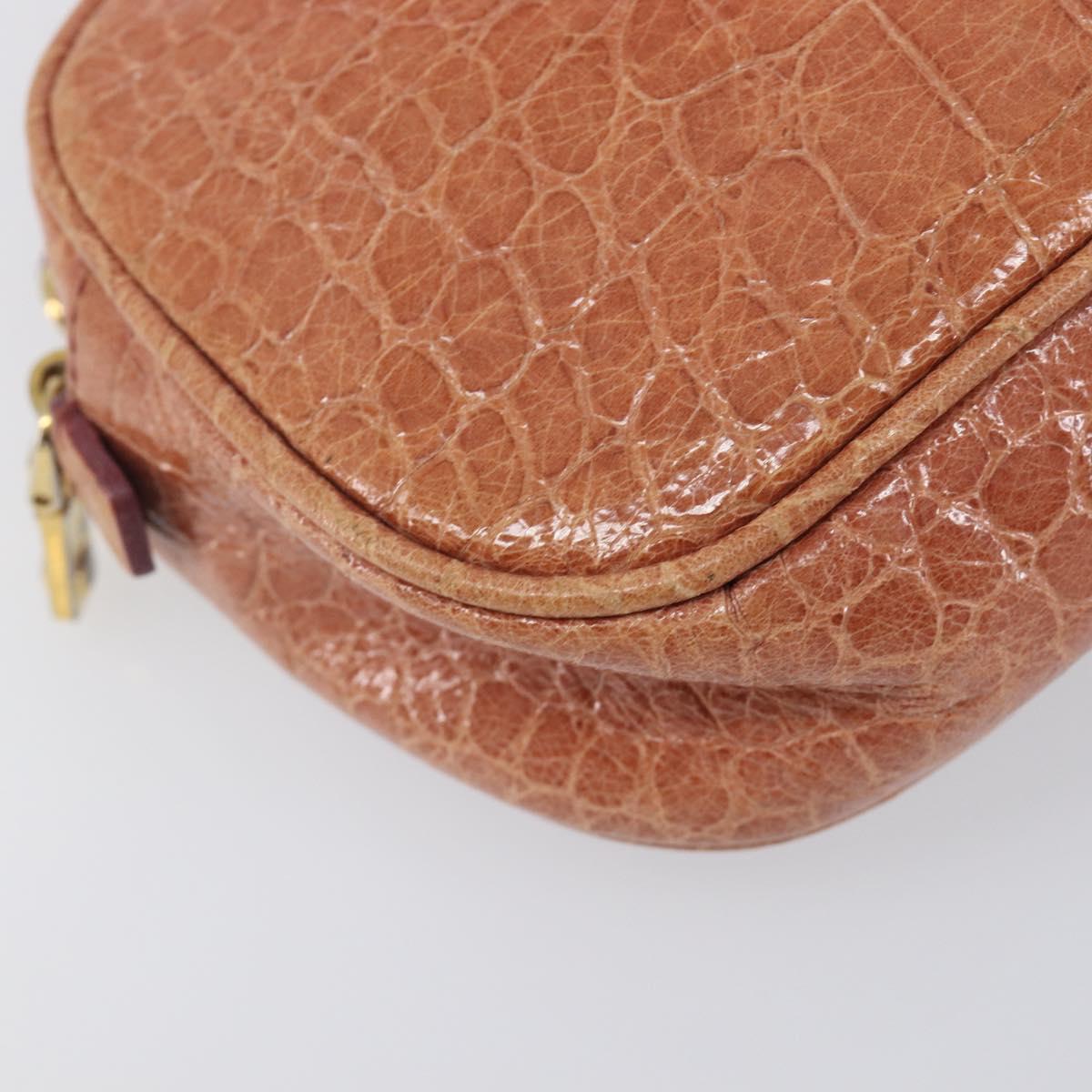 Miu Miu Shoulder Bag Leather Embossed Brown Gold Auth 199420A